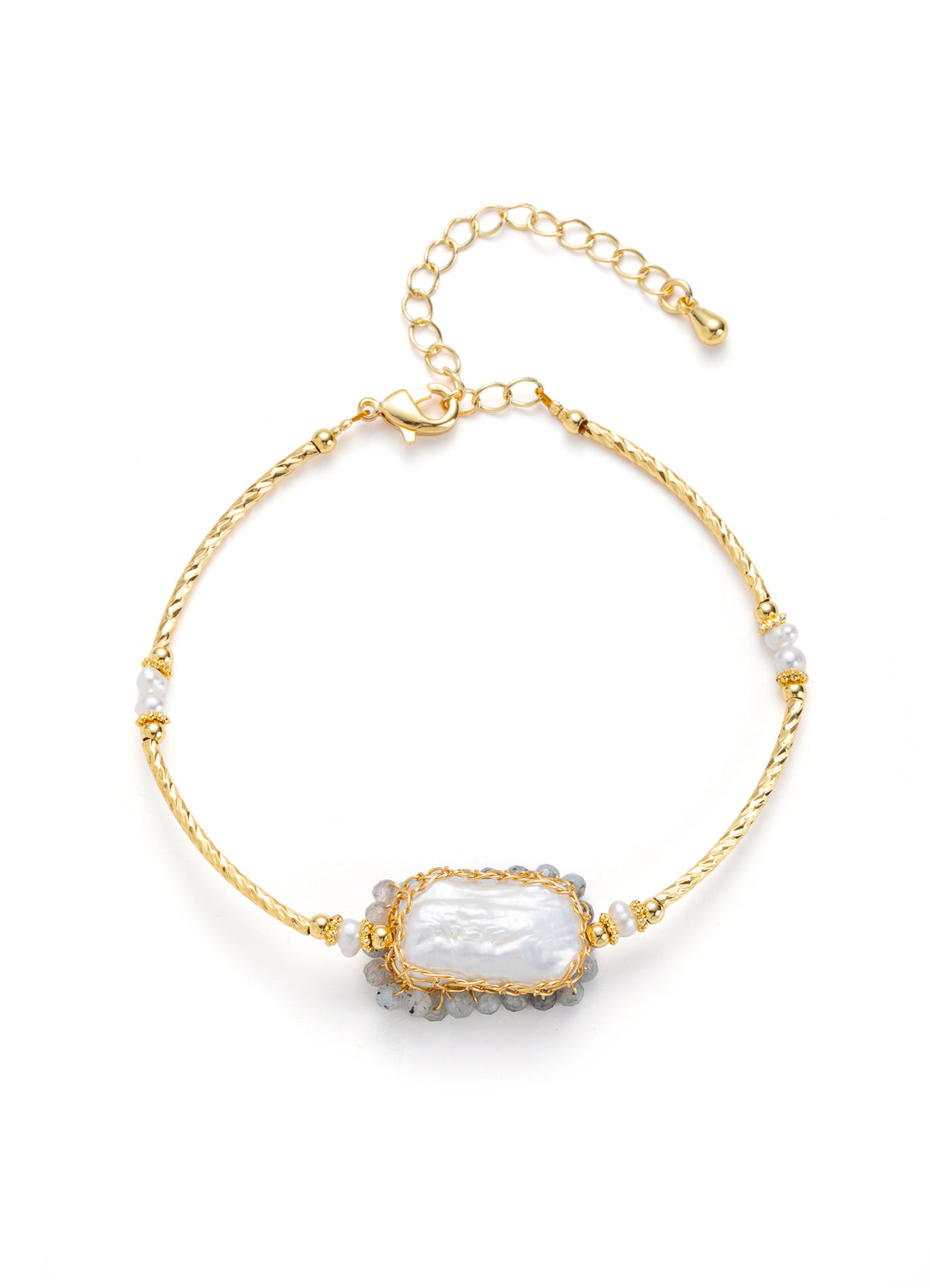 Green Tourmaline & Pearl Bracelet