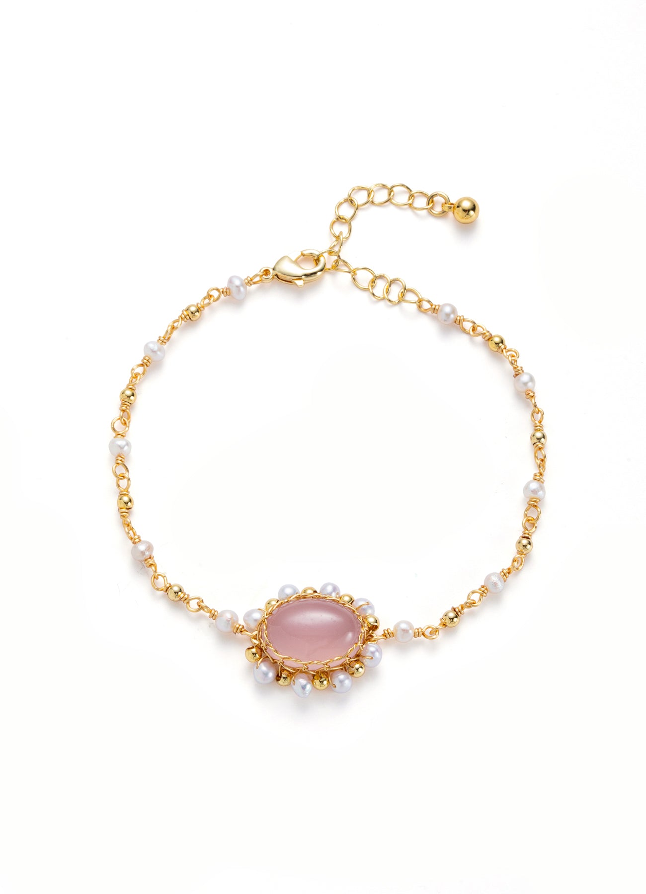 Pink Quartz & Pearl Bracelet