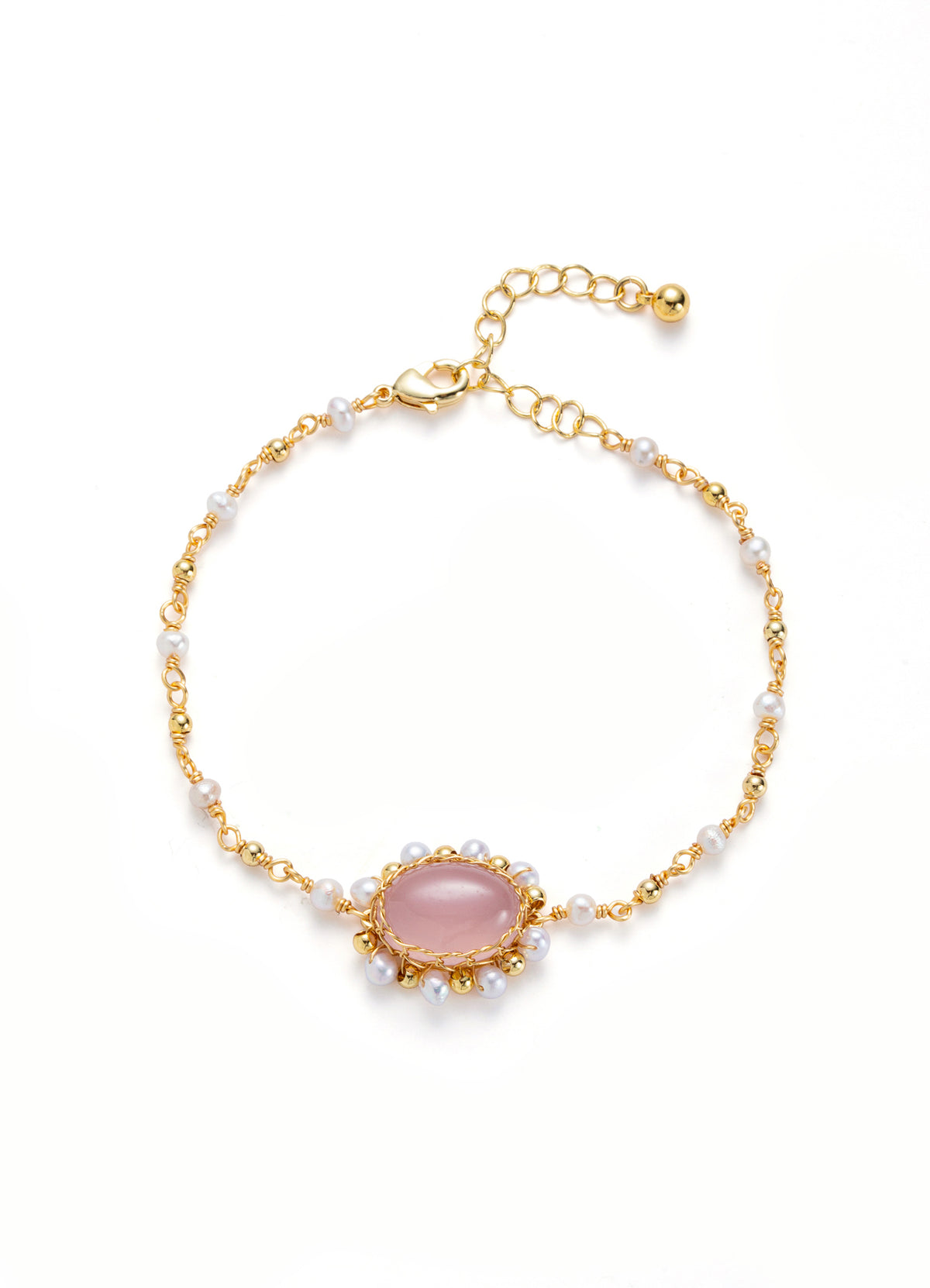 Pink Quartz & Pearl Bracelet