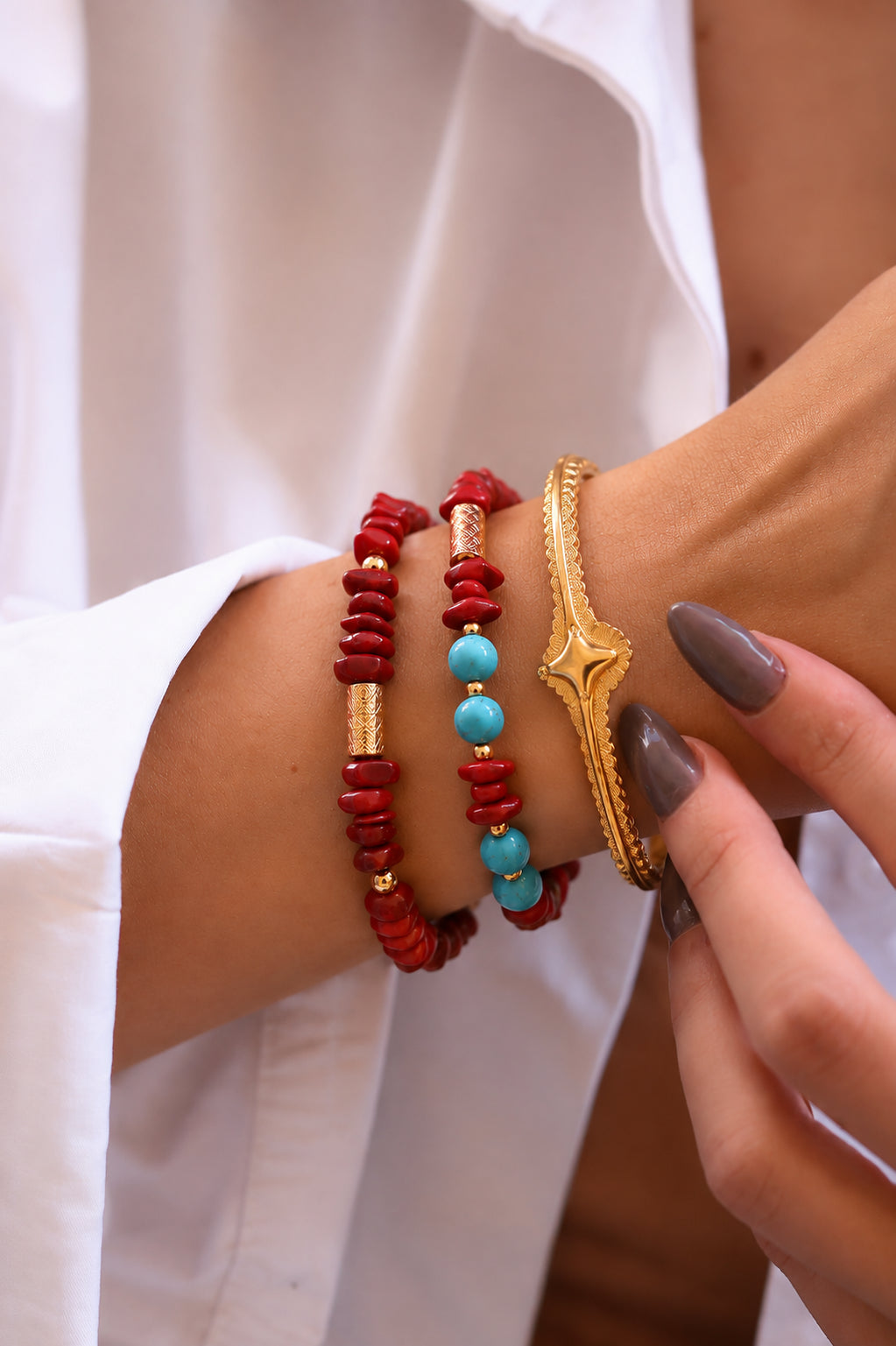 Coral & Turquoise Bracelet