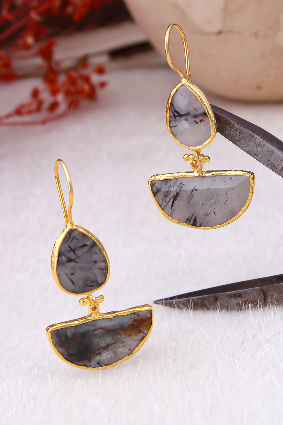 Black Ruthile Boucles d'oreilles