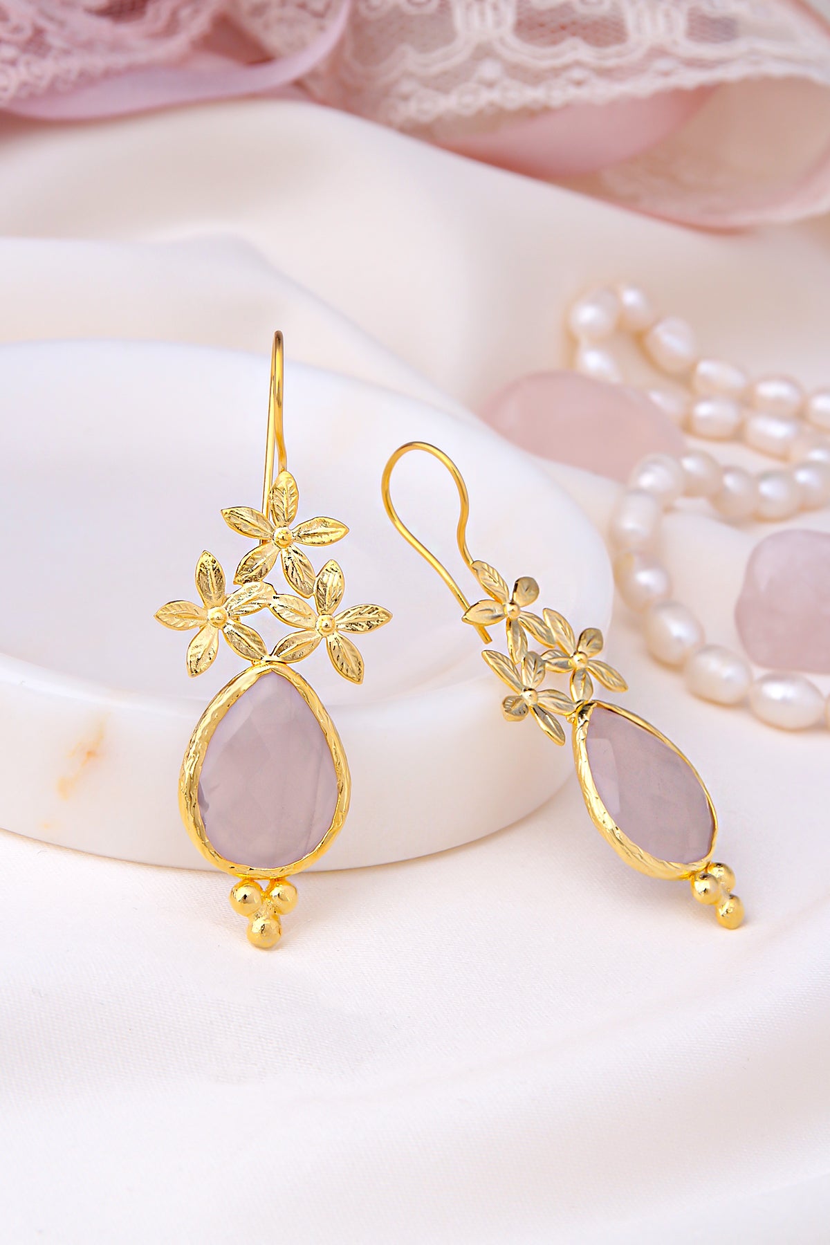 Pink Quartz Boucles d'oreilles