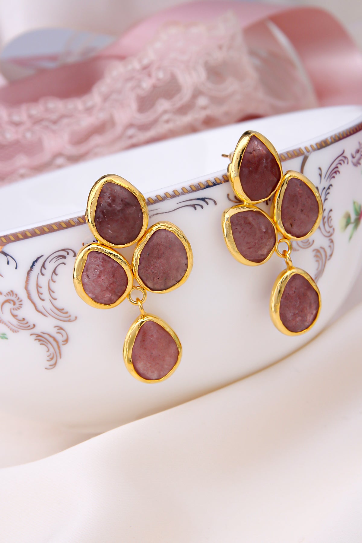 Strawberry Quartz Boucles d'oreilles