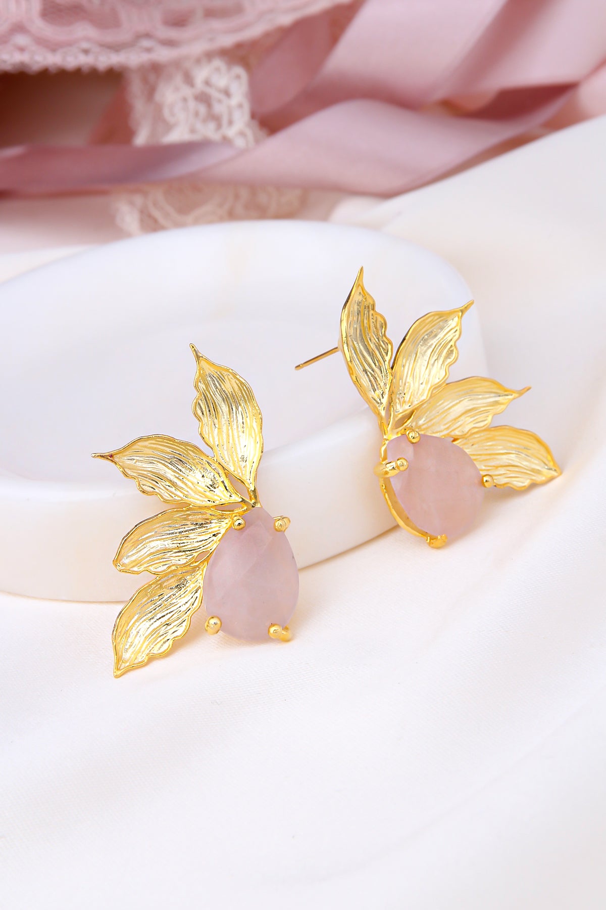 Pink Quartz Boucles d'oreilles