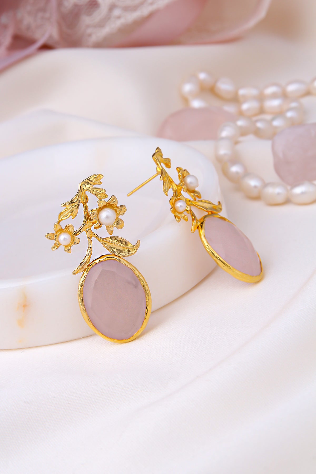 Pink Quartz Boucles d'oreilles