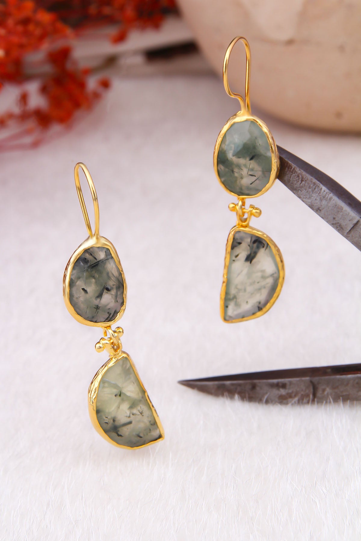 Prehnite Boucles d'oreilles