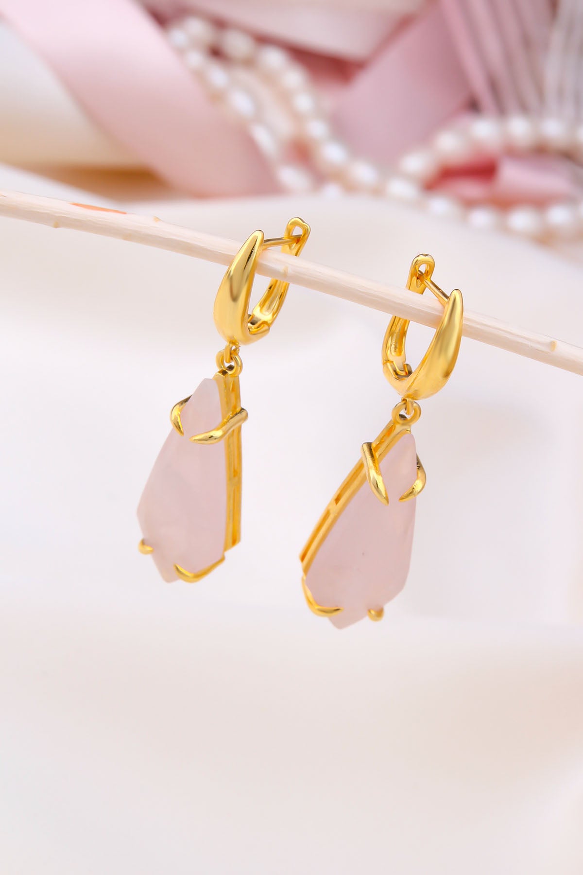Pink Quartz Boucles d'oreilles