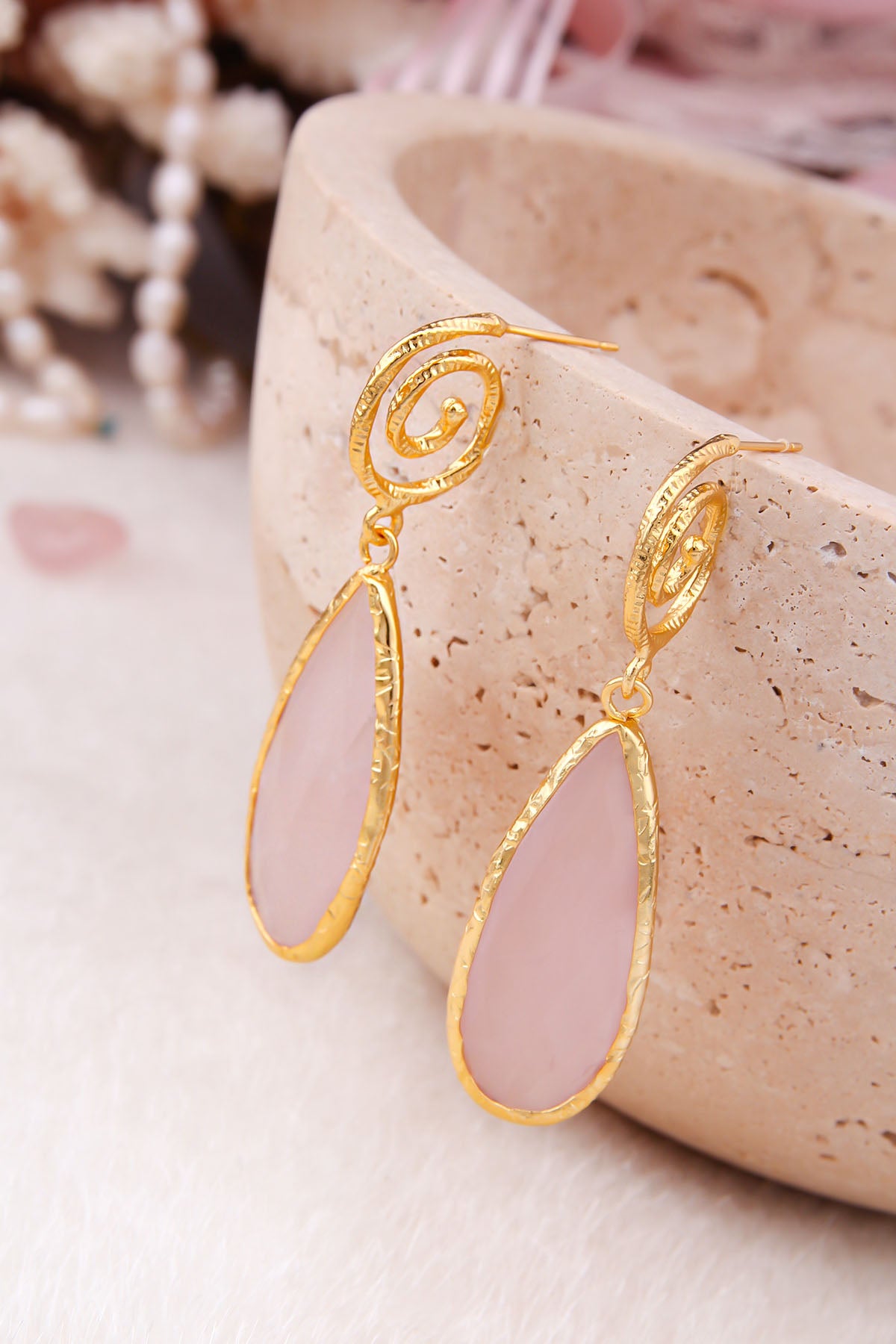 Pink Quartz Boucles d'oreilles