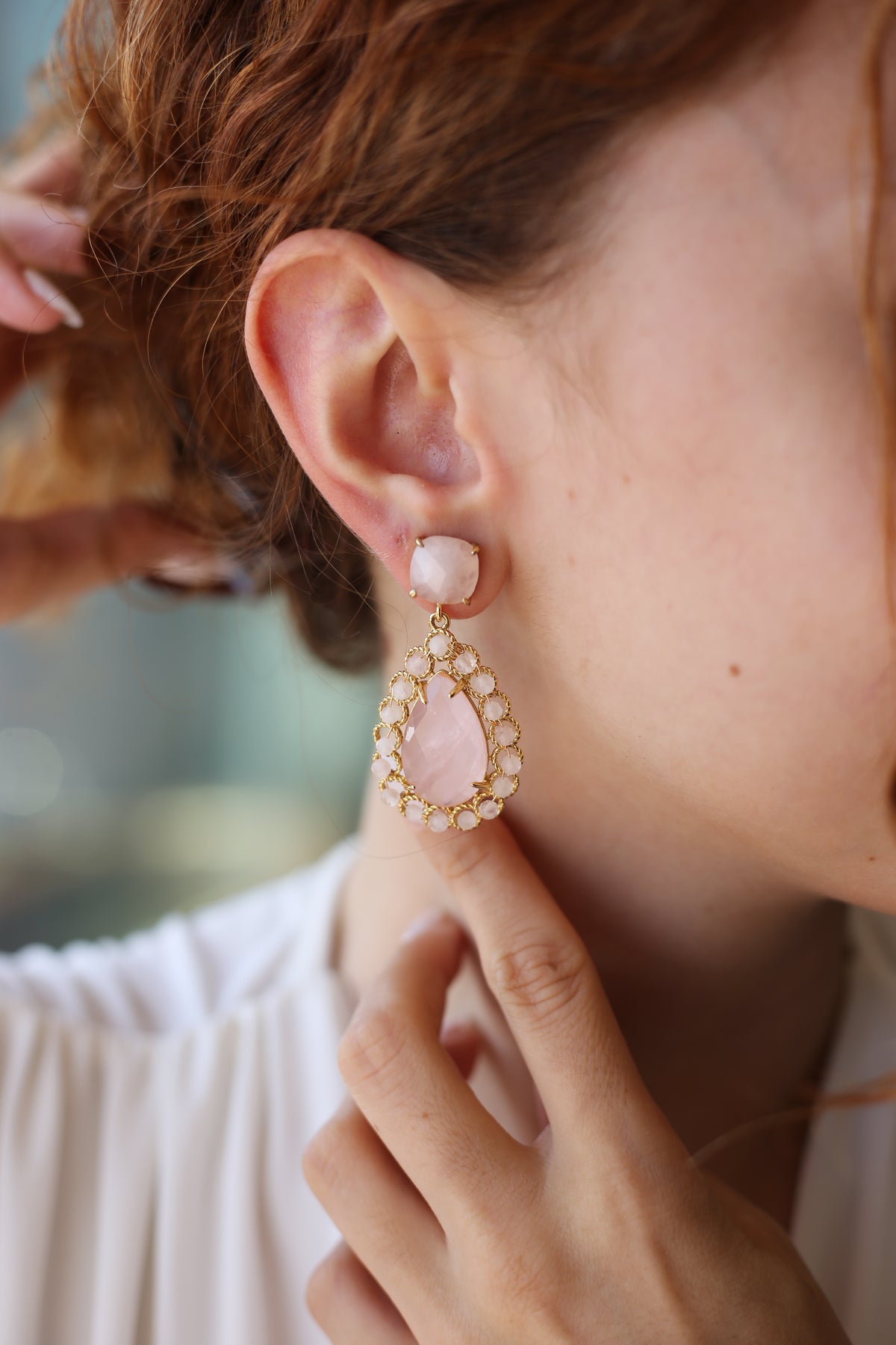 Pink Quartz Earrings