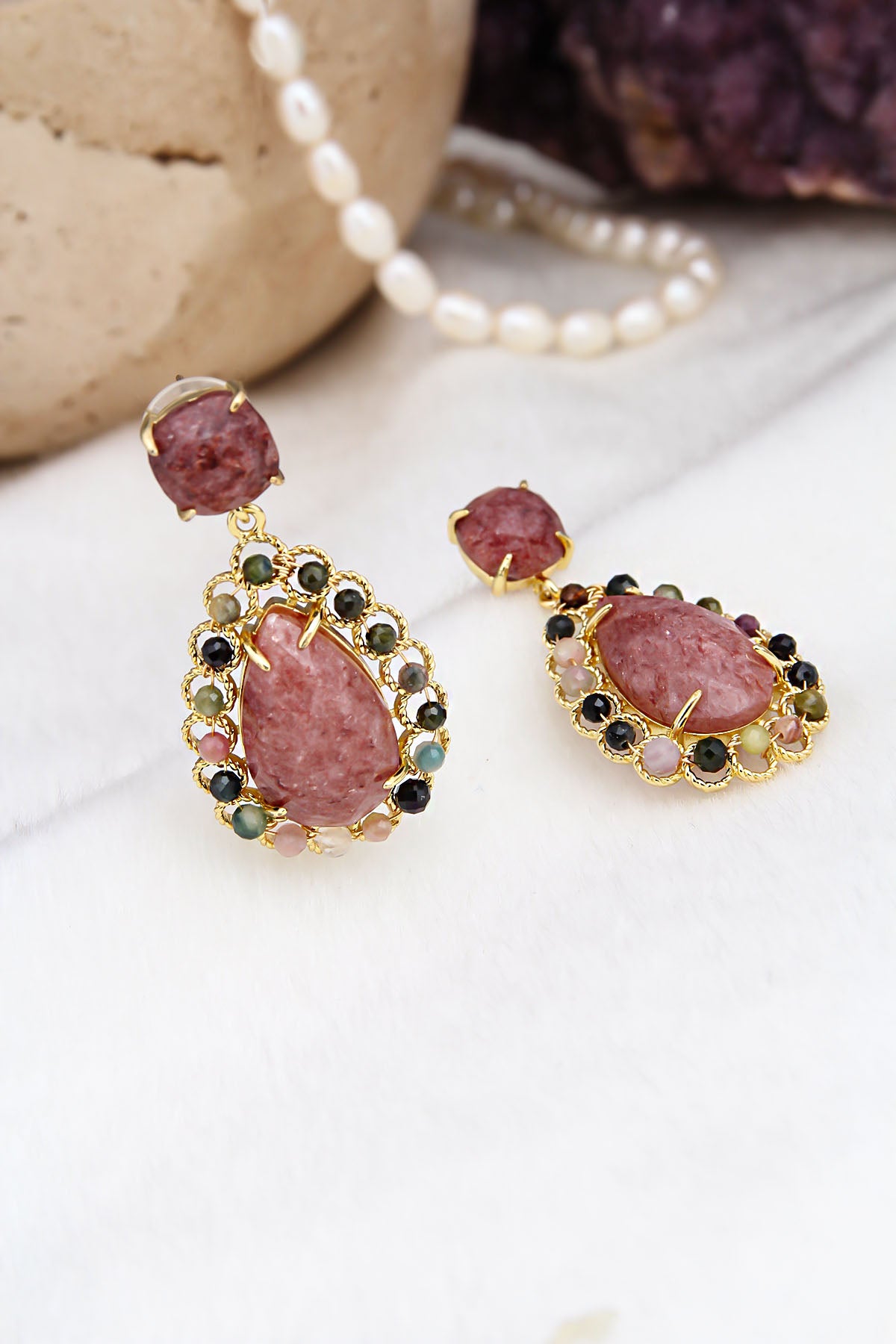 Strawberry Quartz Boucles d'oreilles