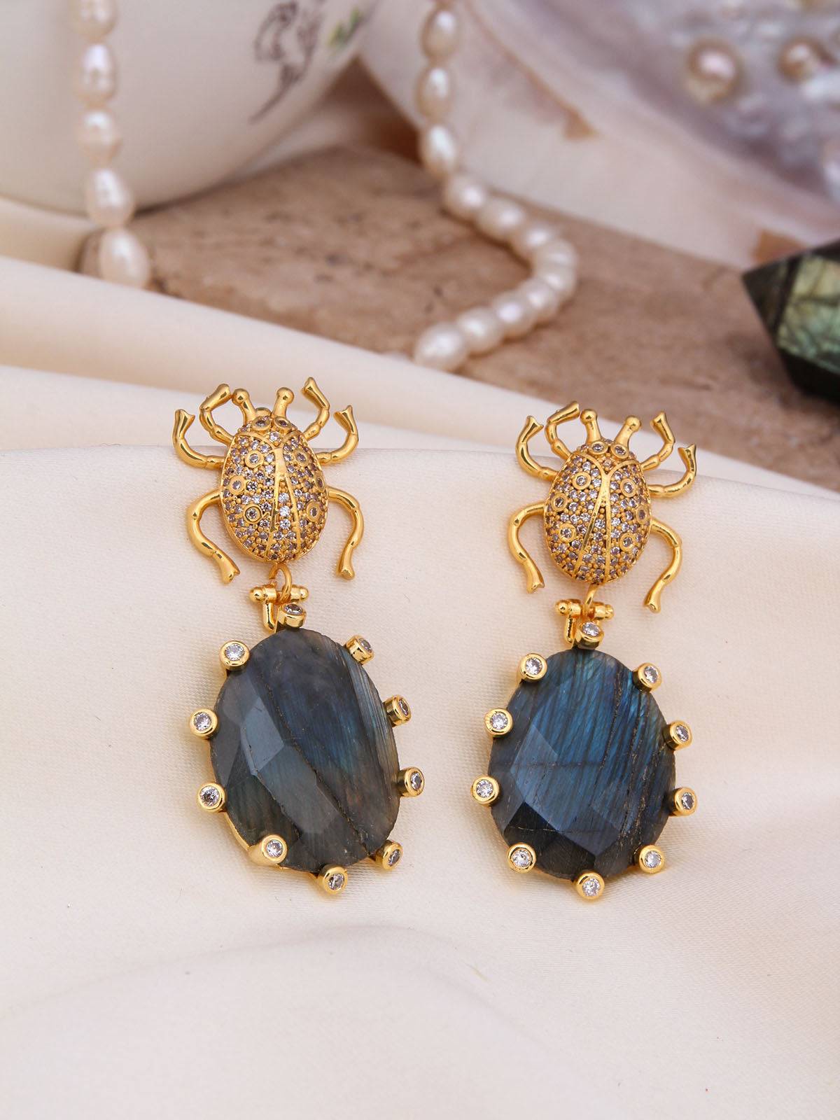 Labradorite & Zircon Boucles d'oreilles