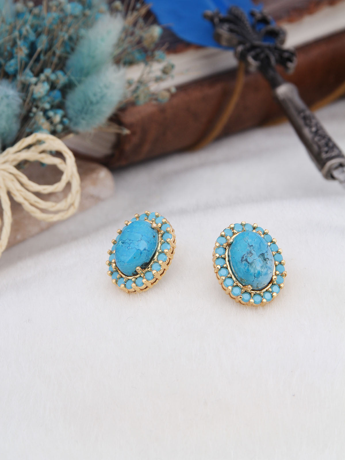Turquoise & Zircon Boucles d'oreilles