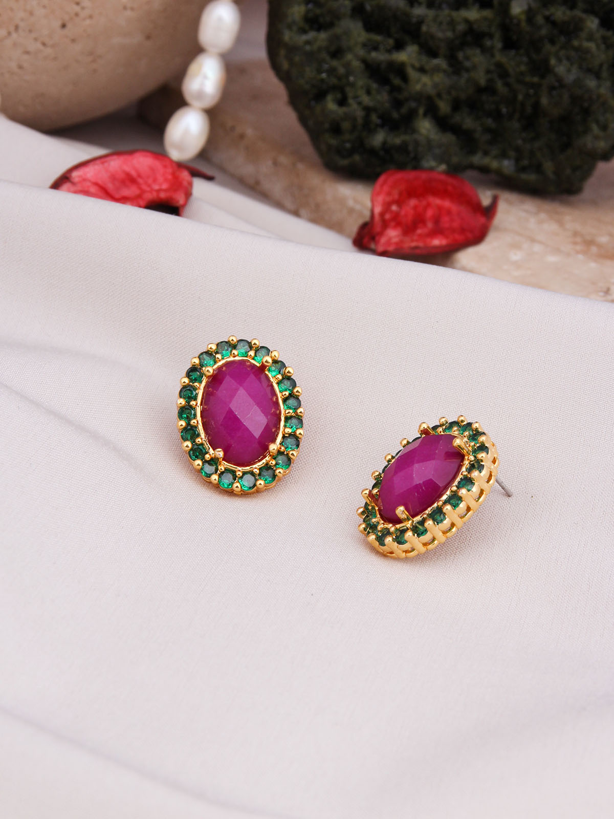 Rodanhite & Zircon Boucles d'oreilles