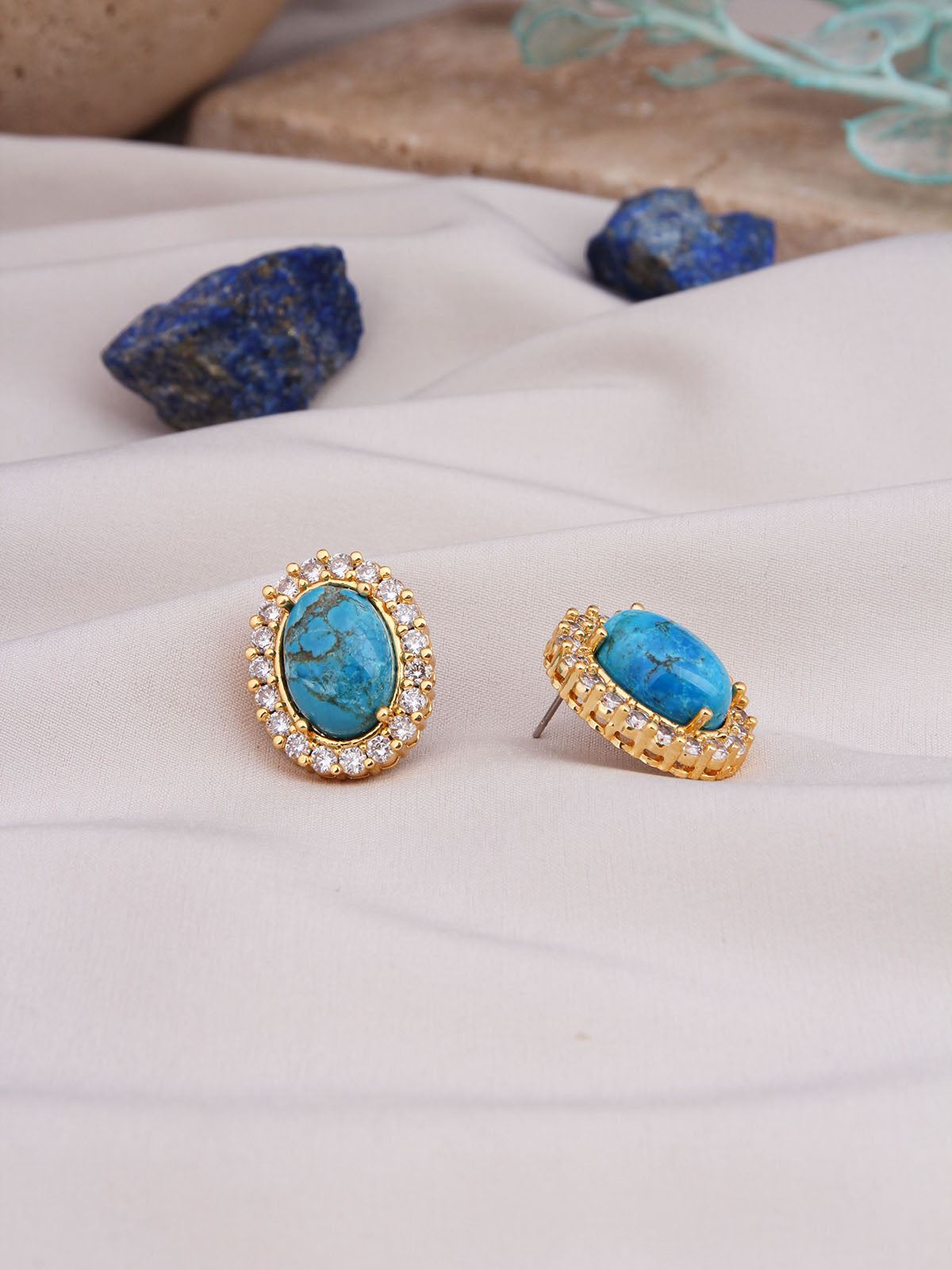 Turquoise & Zircon Boucles d'oreilles