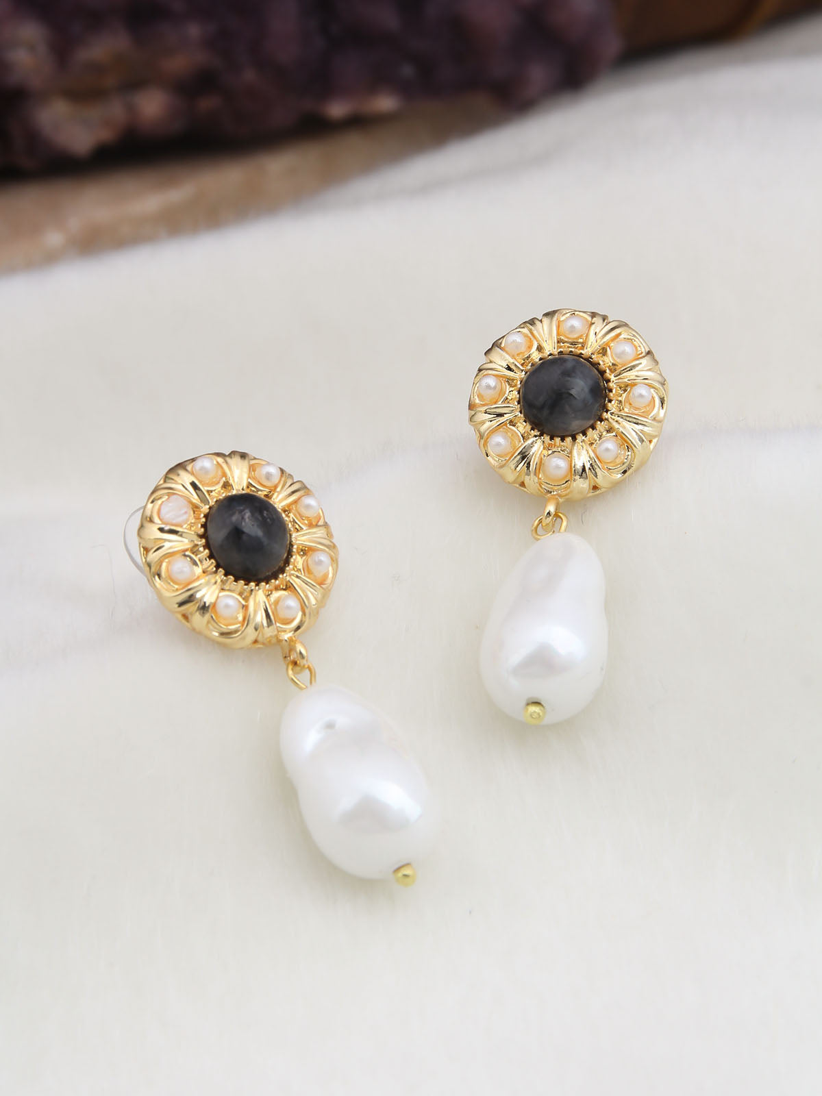 Labradorite & Pearl Boucle d'oreilles