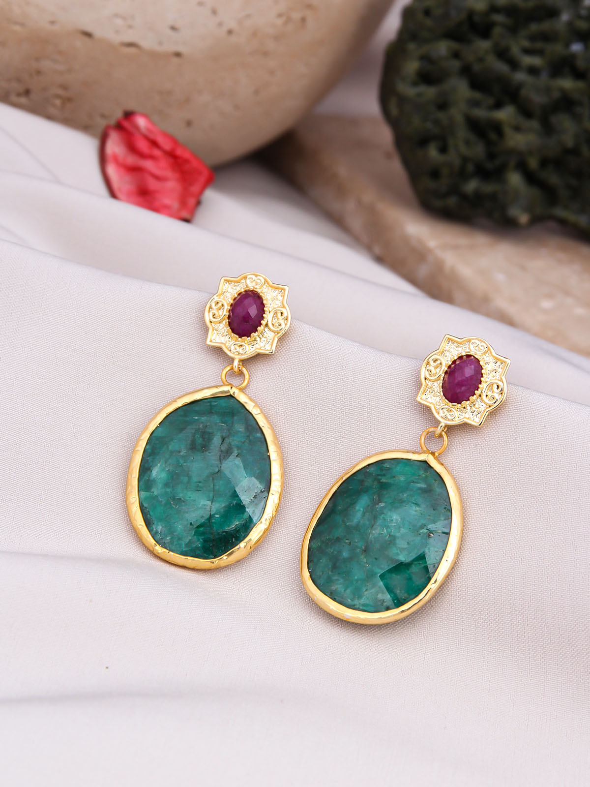 Agate & Rodanhite Boucles d'oreilles