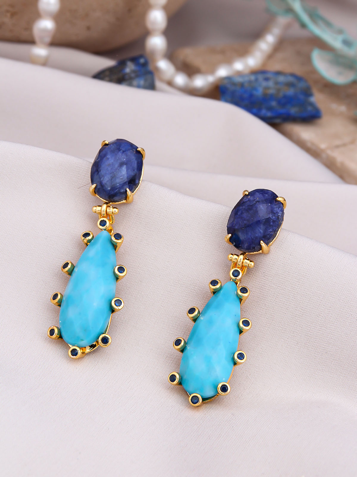Opal & Lapis Boucles d'oreilles