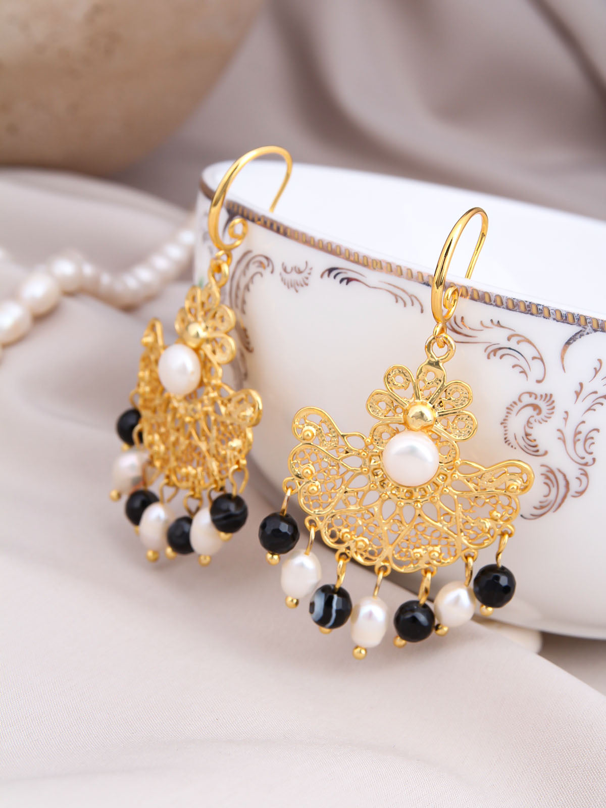 Onix & Pearl Boucles d'oreilles