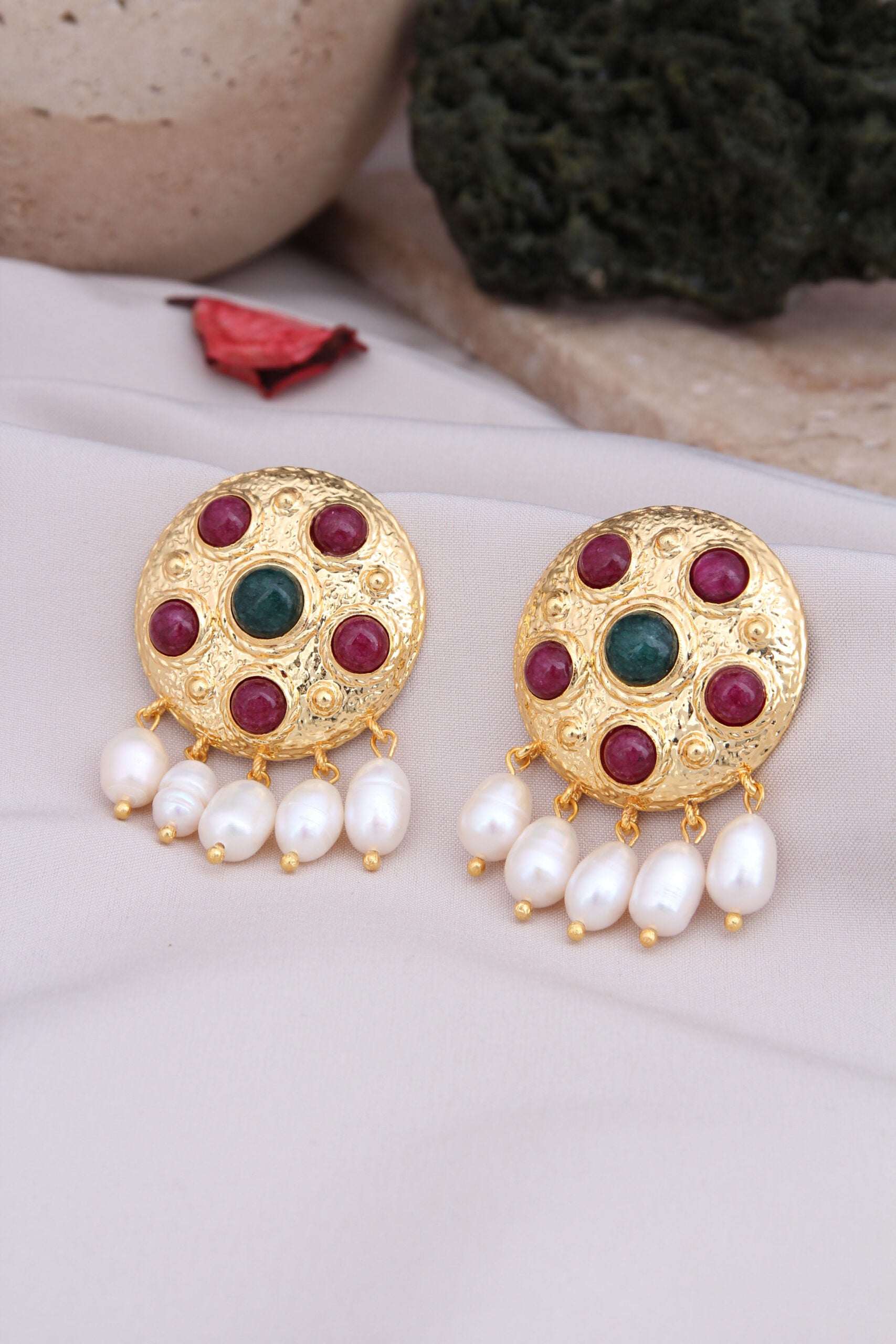 Agate & Pearl Boucles d'oreilles