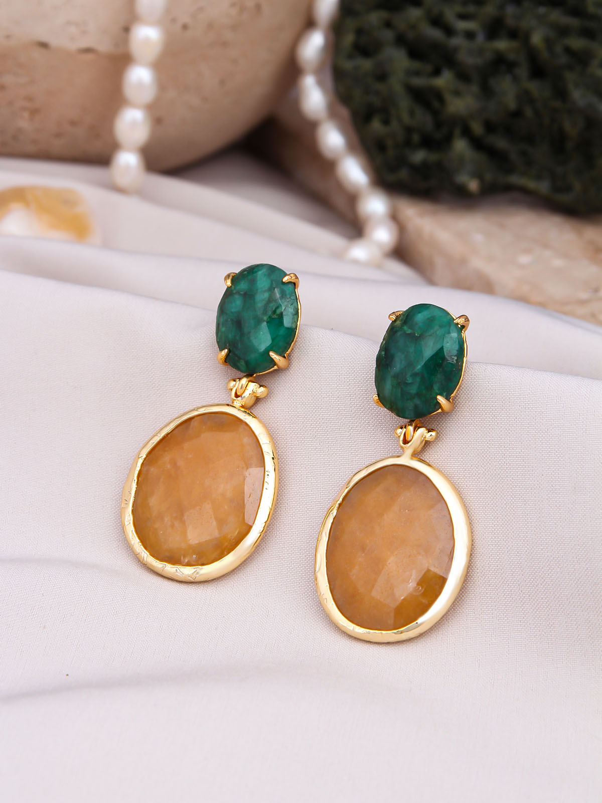 Citrine & Malahite Boucles d'oreilles