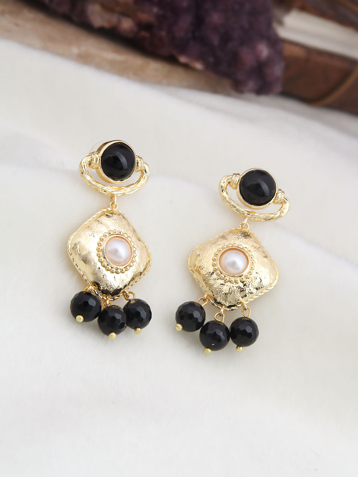 Onix & Pearl Boucle D'oreilles