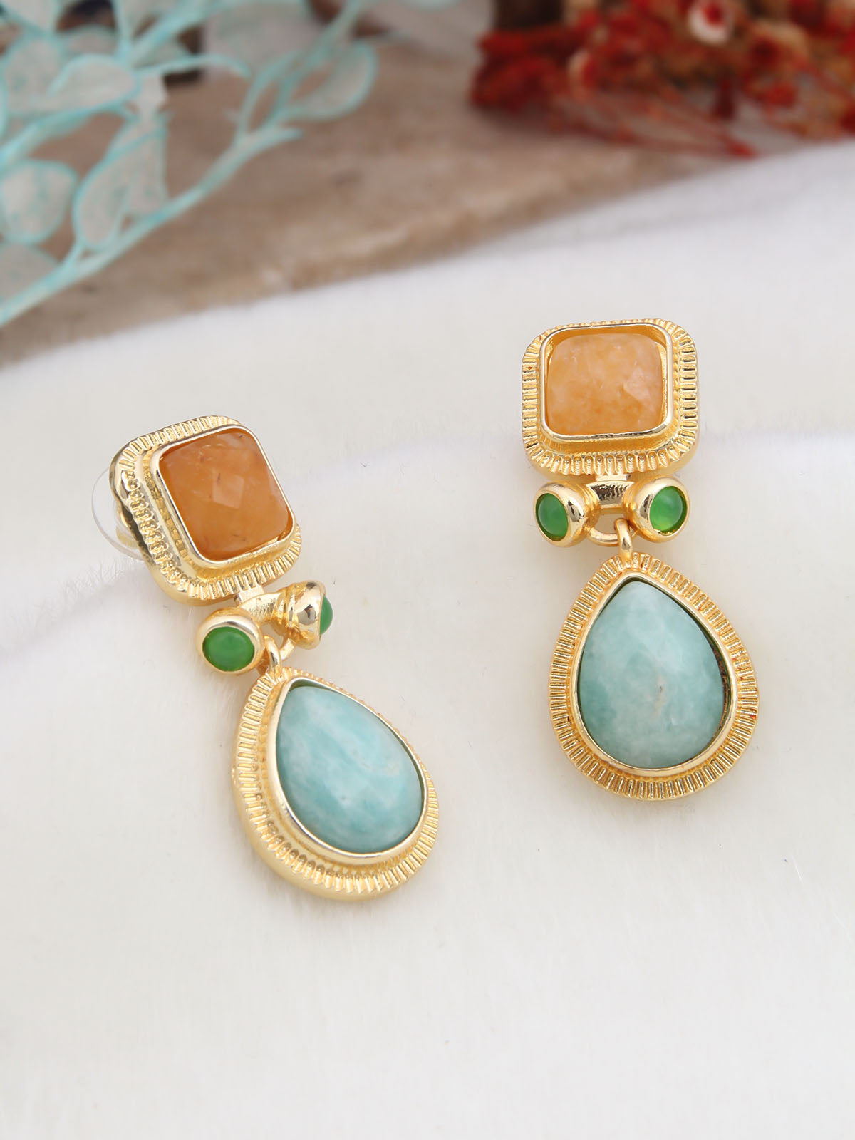 Amazonite & Citrine Boucle d'oreilles