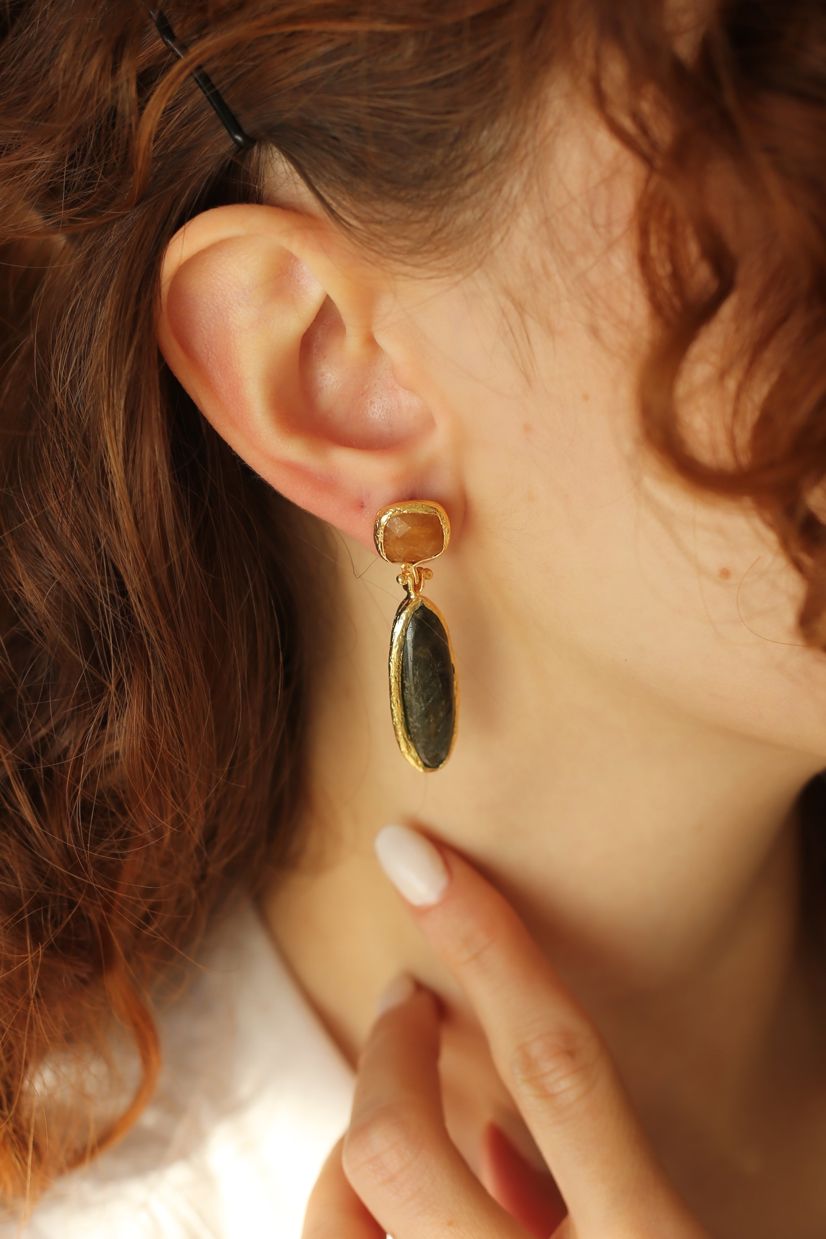 Labradorite & Citrine Boucle D'oreilles