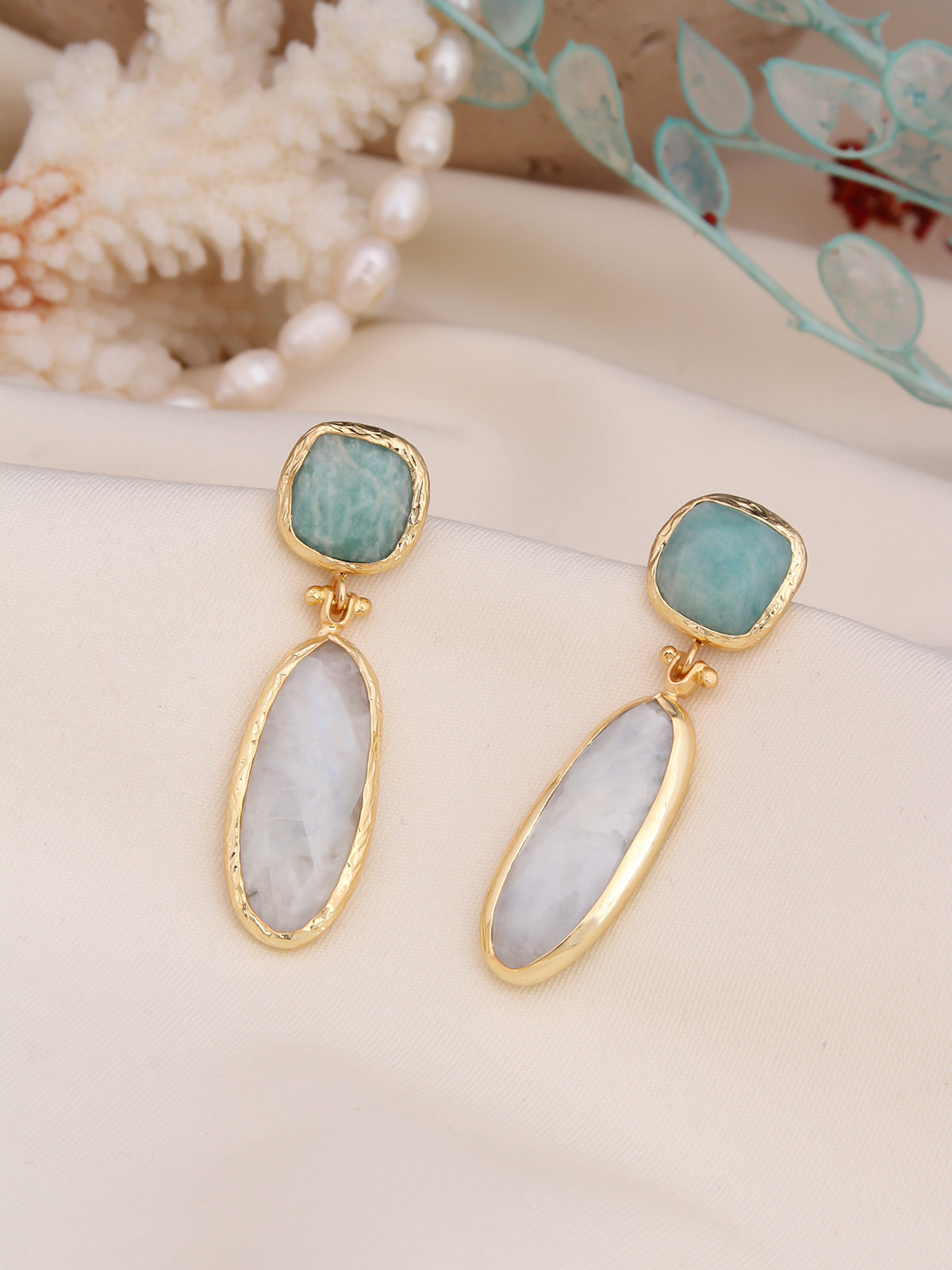 Amazonite & Moonstone Boucle D'oreilles