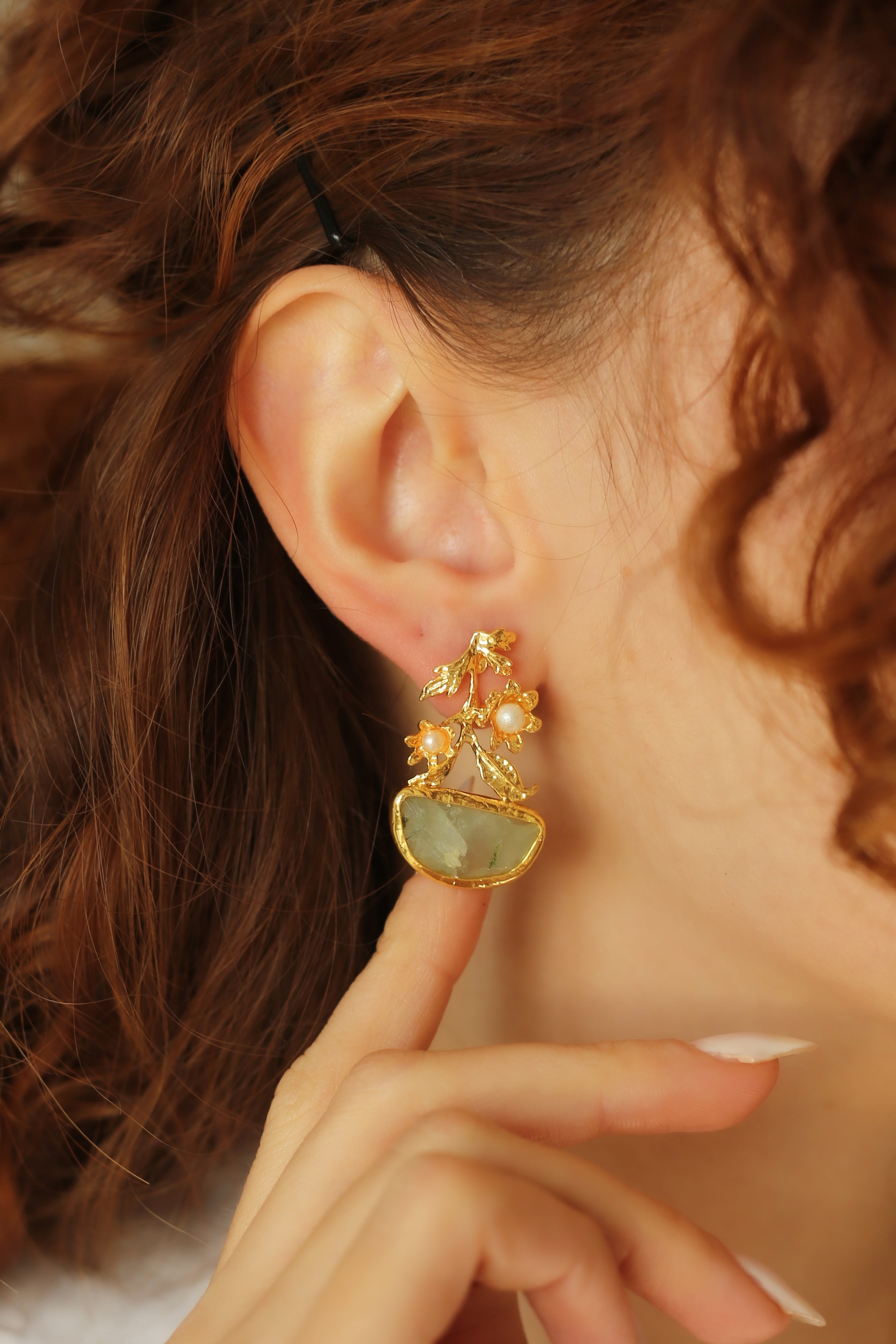Prehnite Boucle D'oreilles