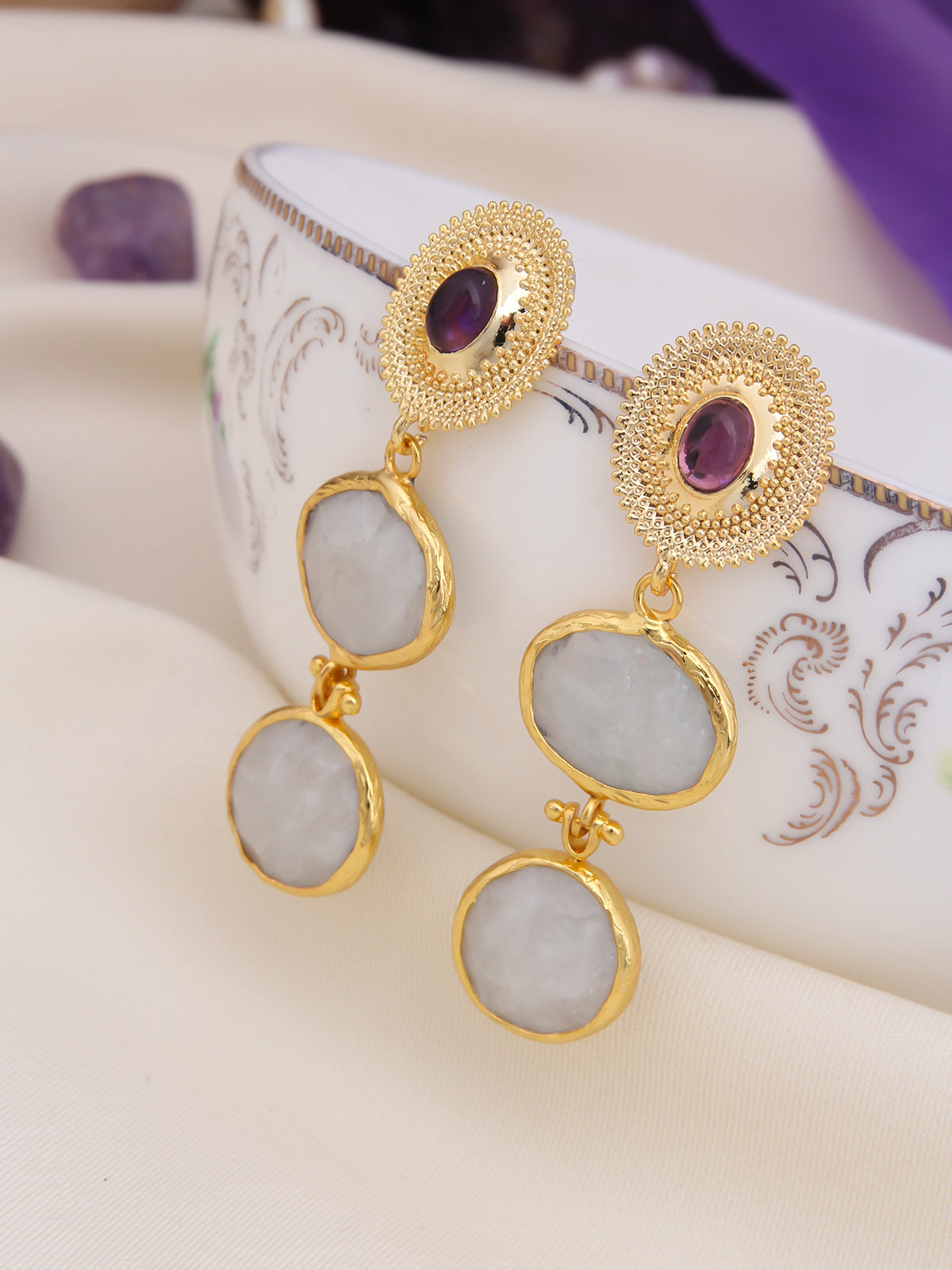 Amethyst & Moonstone Boucle D'oreilles