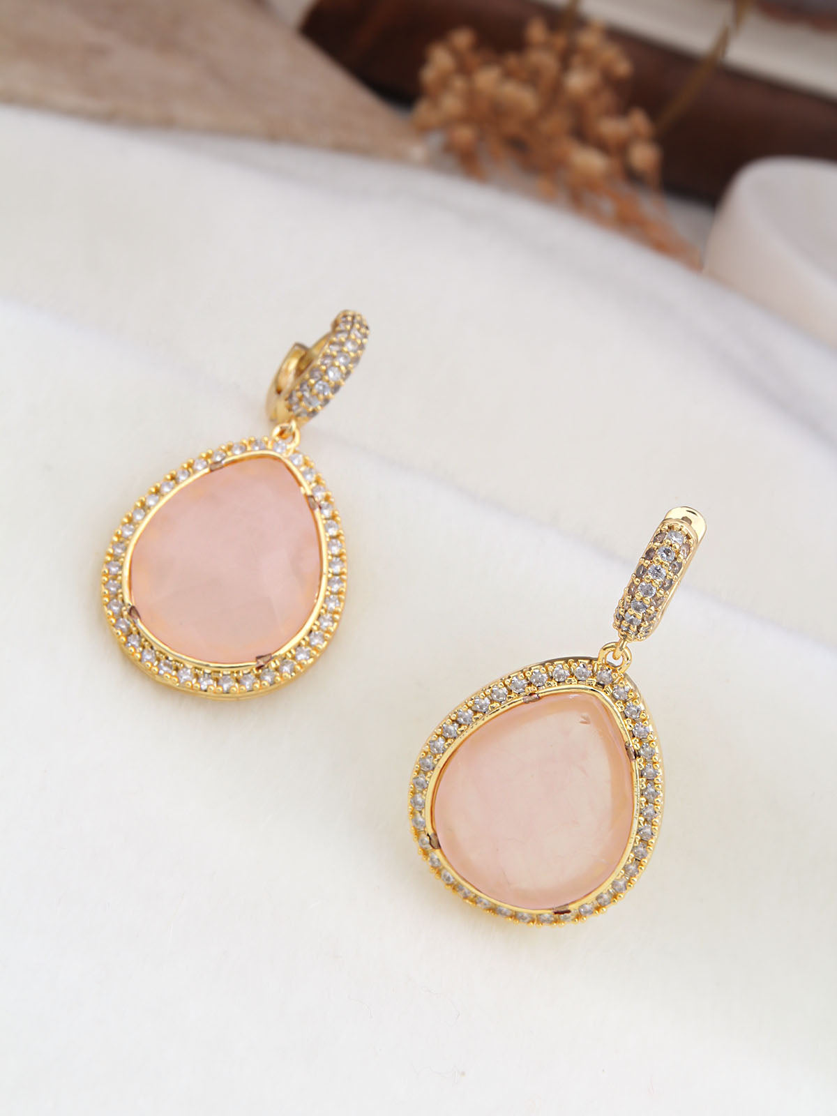 Pink Quartz & Zircon Boucle d'oreilles