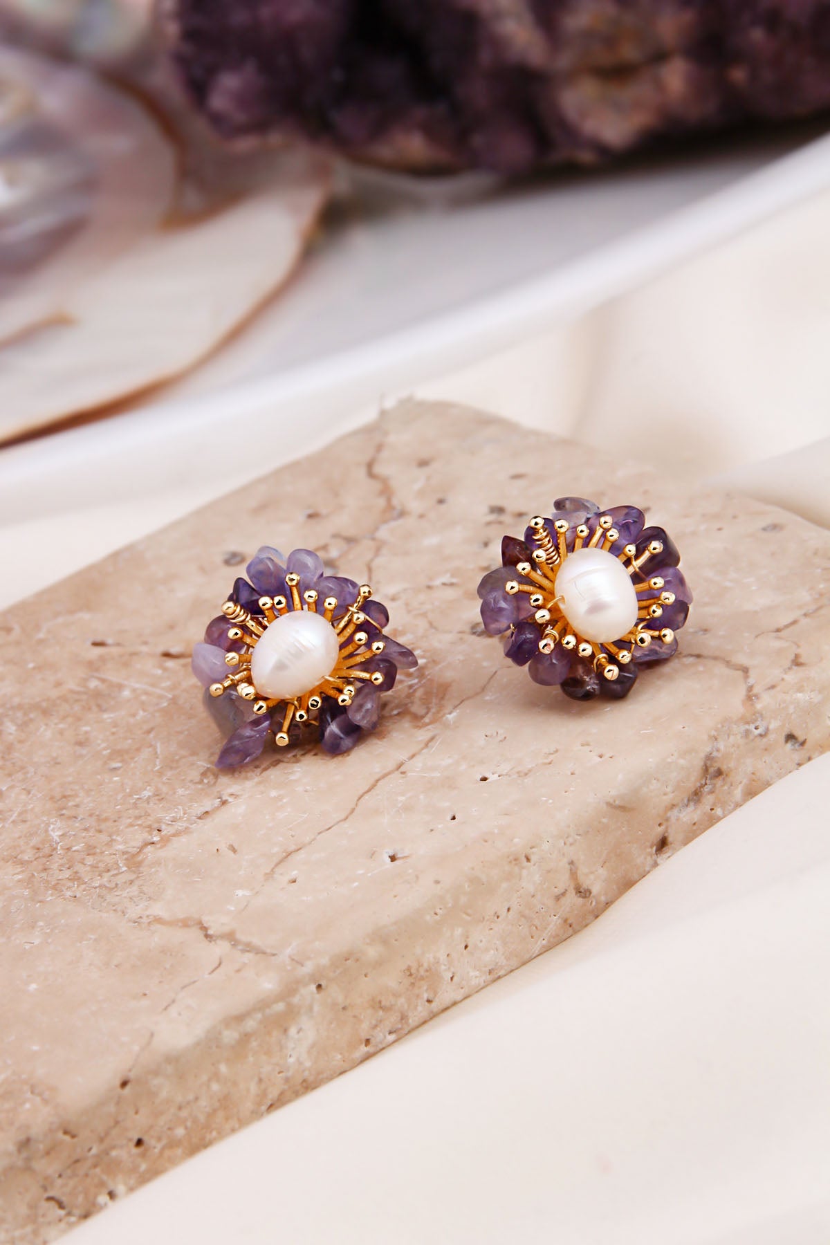 Amethsyt & Pearl Earring