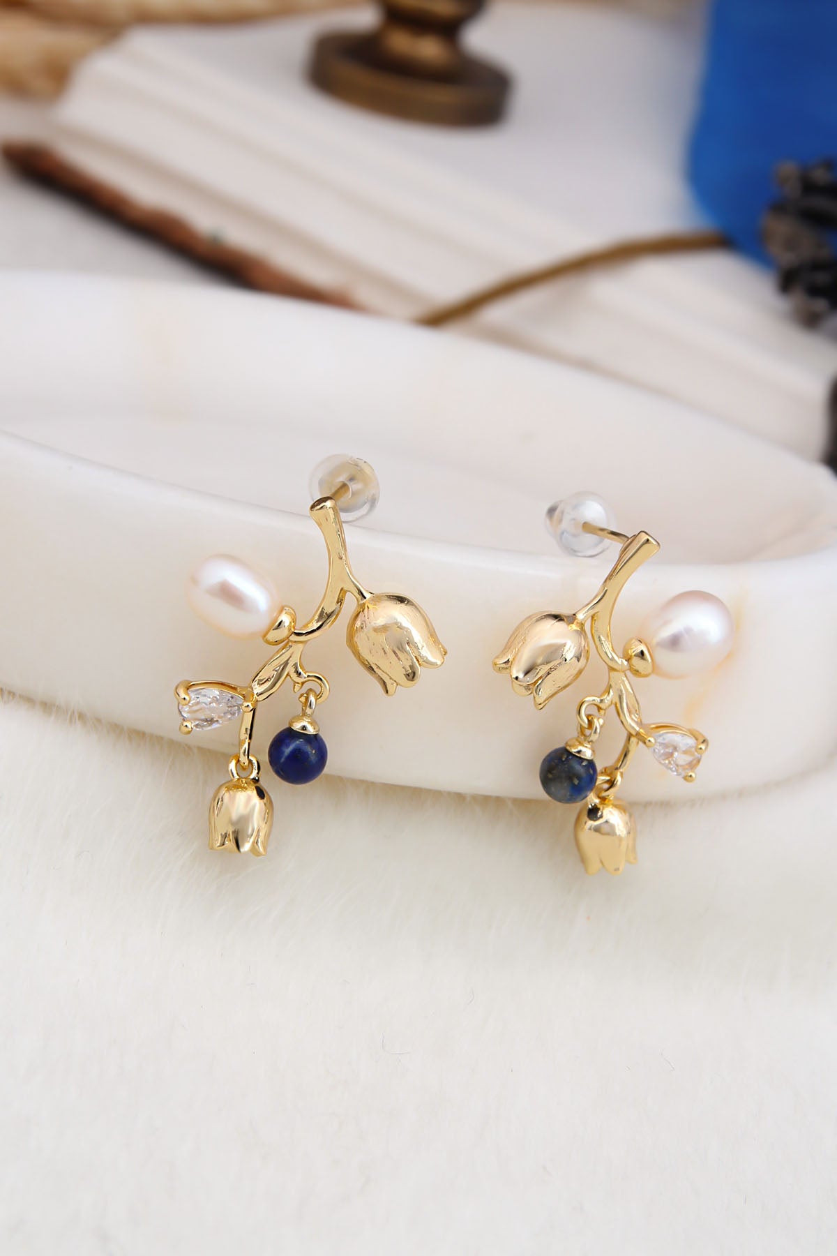 Purple & Cat Eye Earring