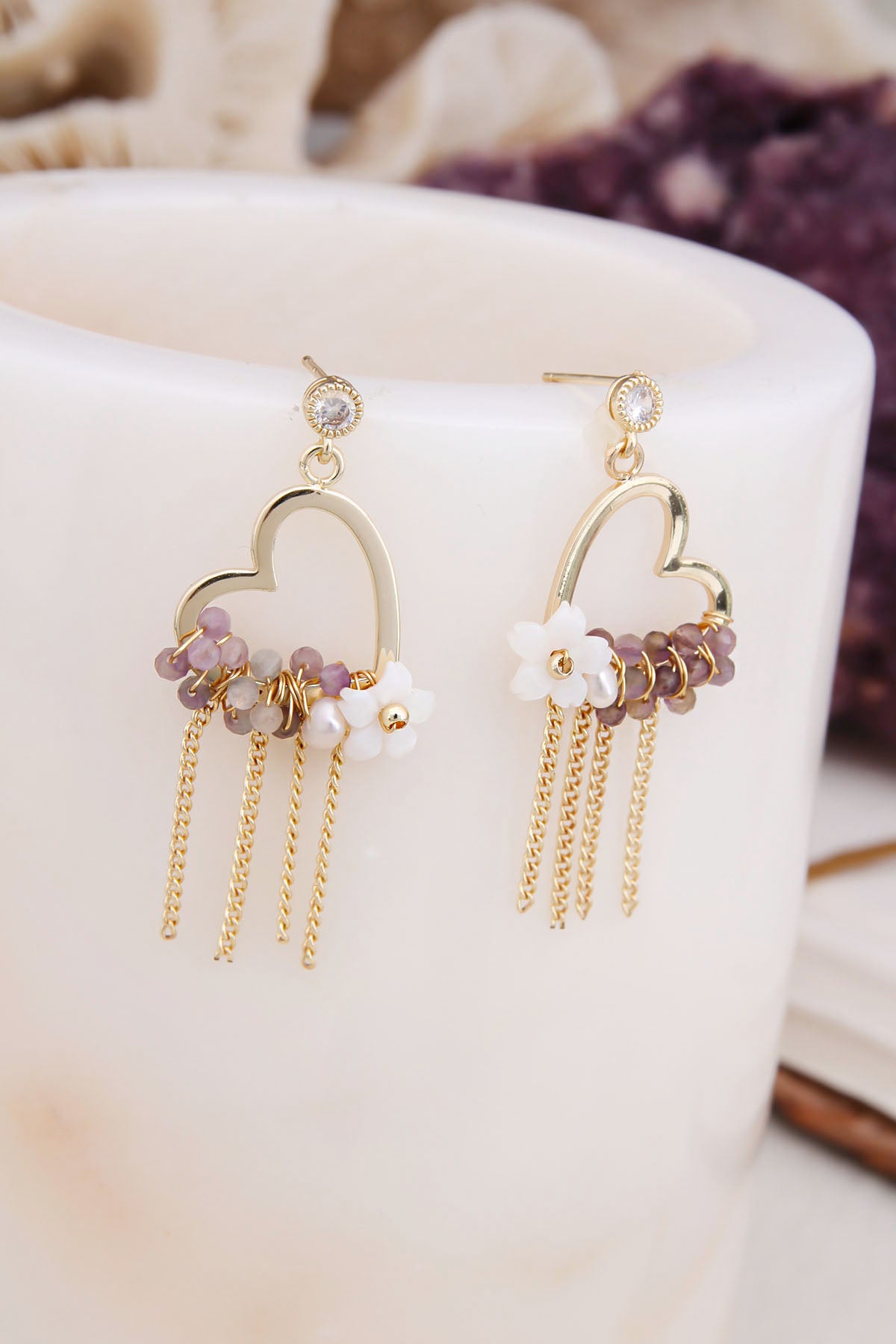 Amethyst & Pearl Earring