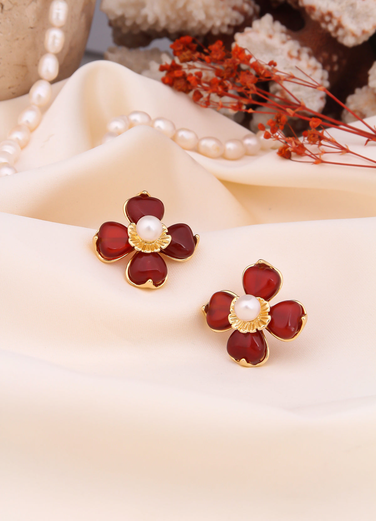 Coral & Pearl Earring