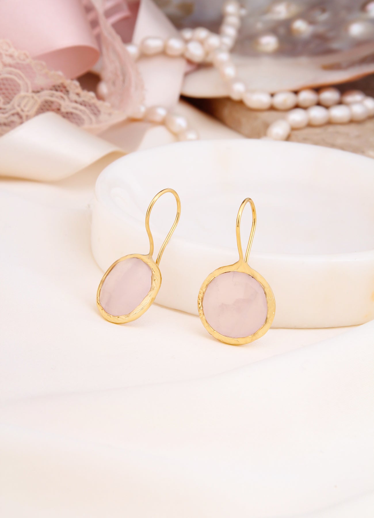 Pink Quartz Boucles D'oreilles