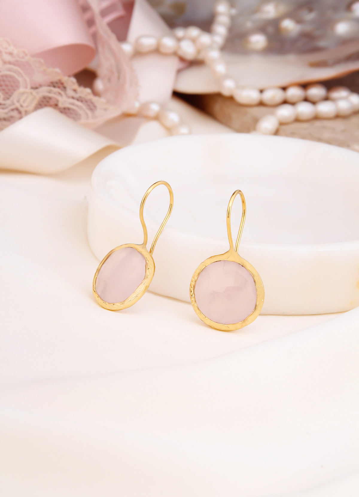 Pink Quartz Boucles D'oreilles