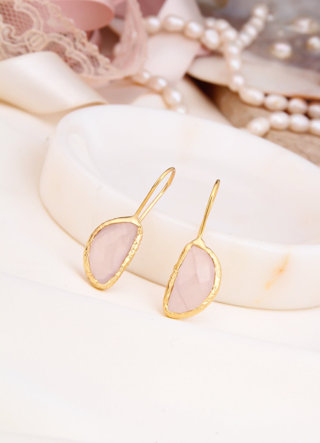 Pink Quartz Boucles D'oreilles