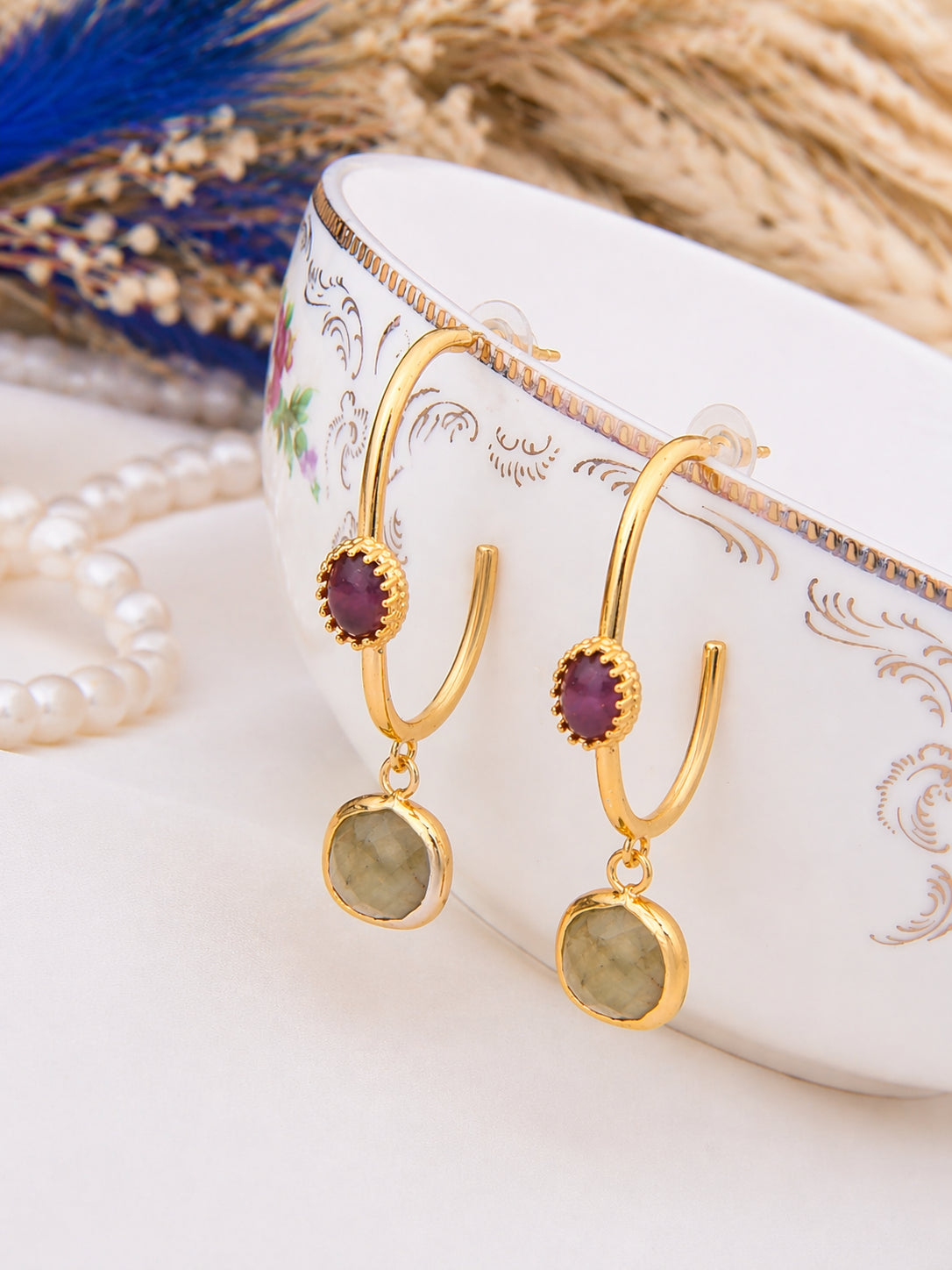 Amethyst & Prehnite Earring