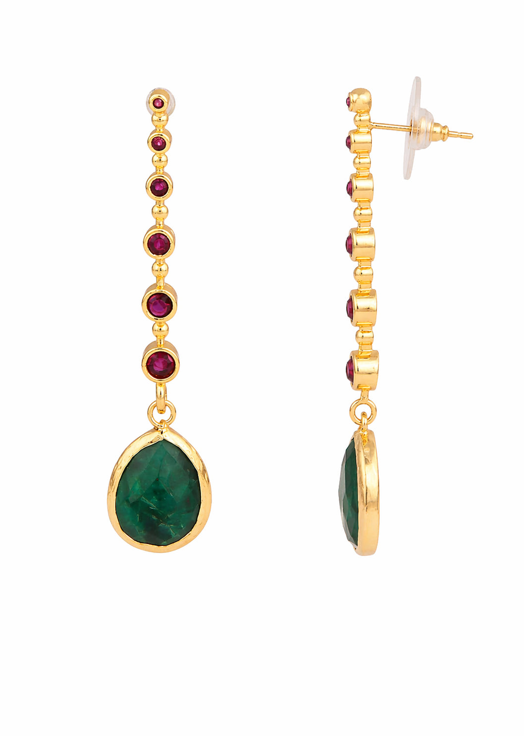 Root Emerald & Zircon Earring