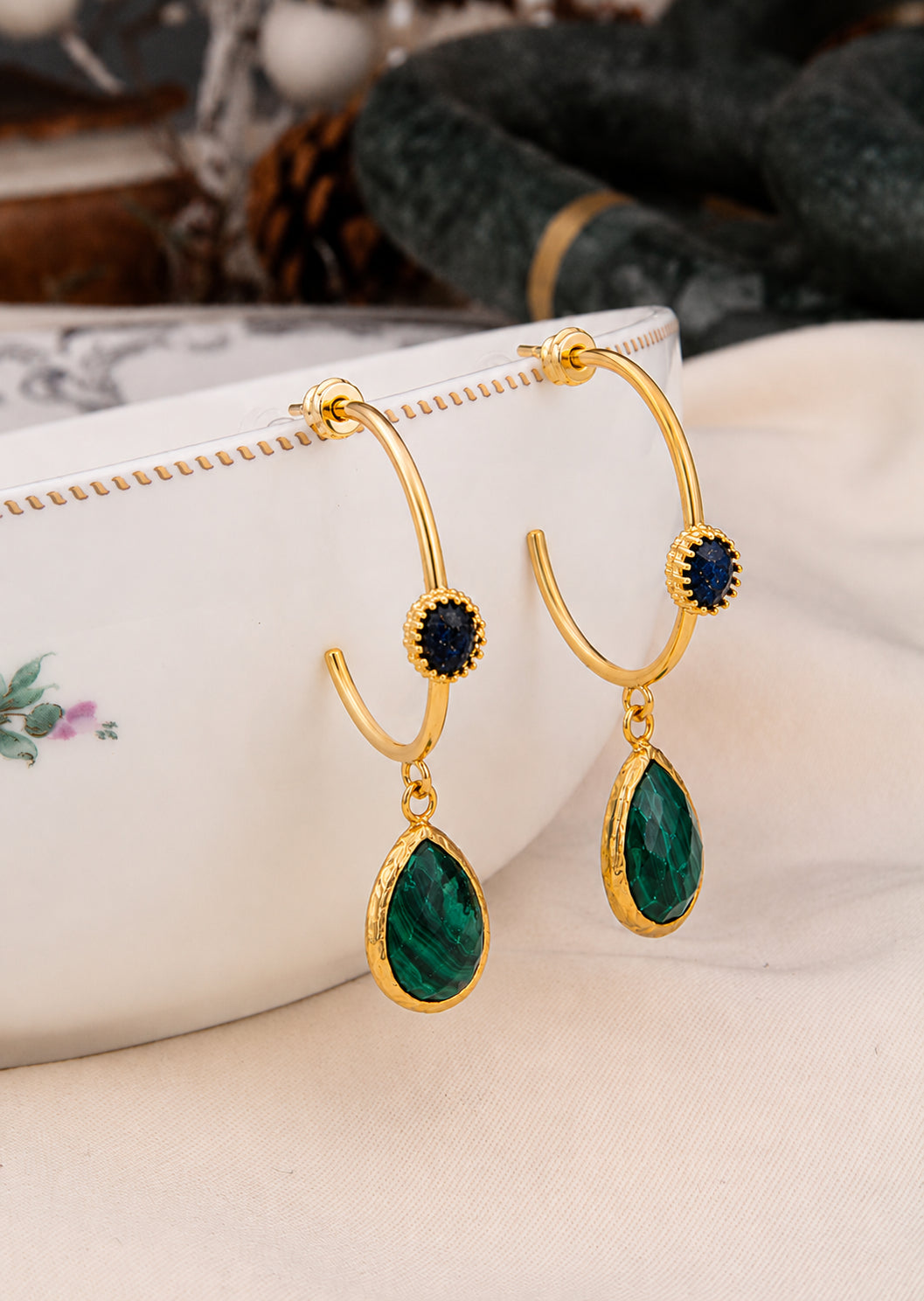 Malahite & Saphire Earring