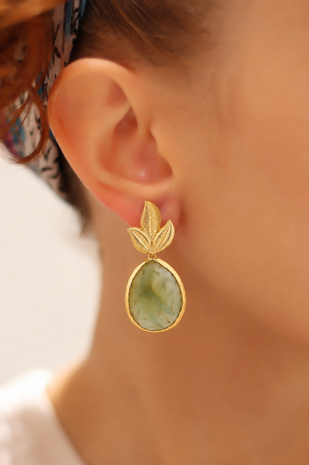 Prehnite Earring