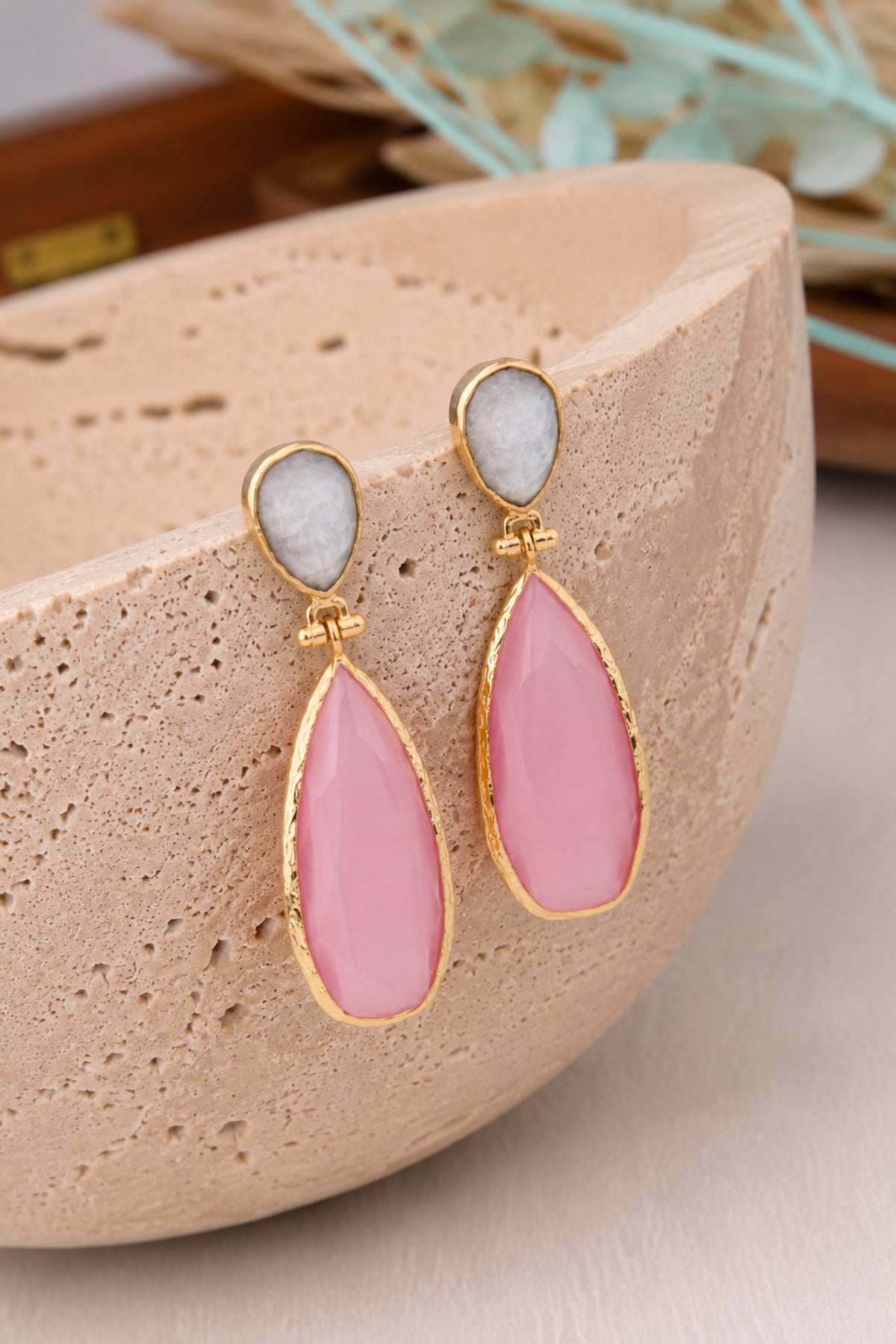 Moonstone & Cat eyes Earring