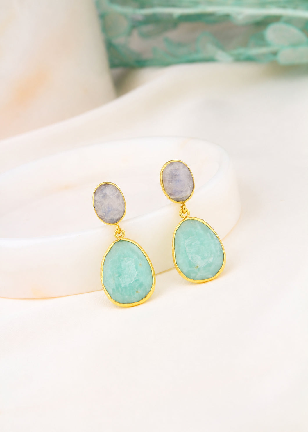 Amazonite & Moonstone Earring
