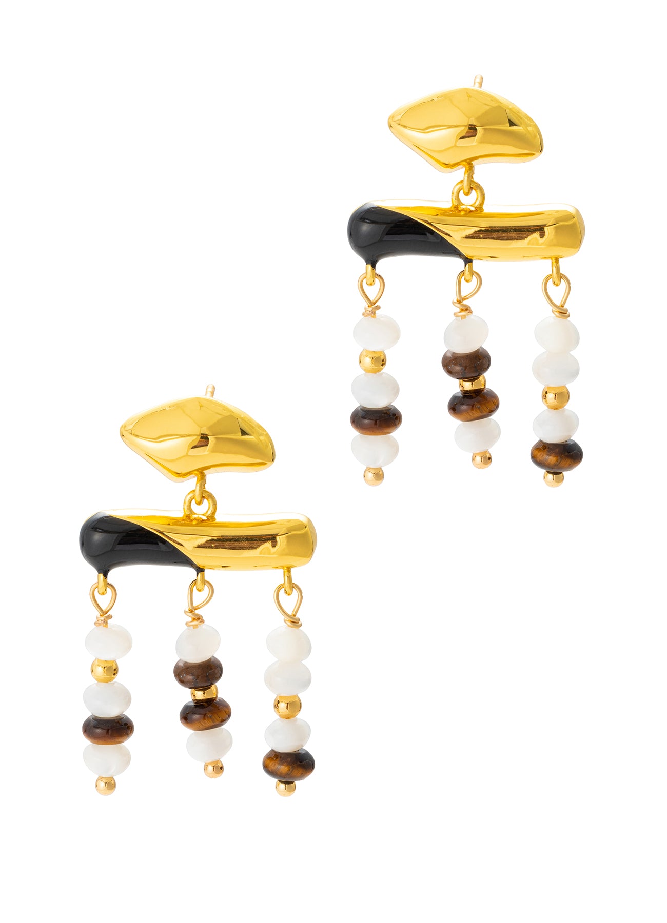 Nacre & Tiger Eyes Earring