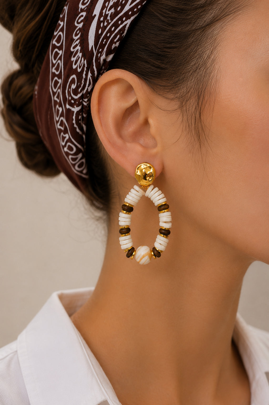Nacre & Tiger Eyes Earring