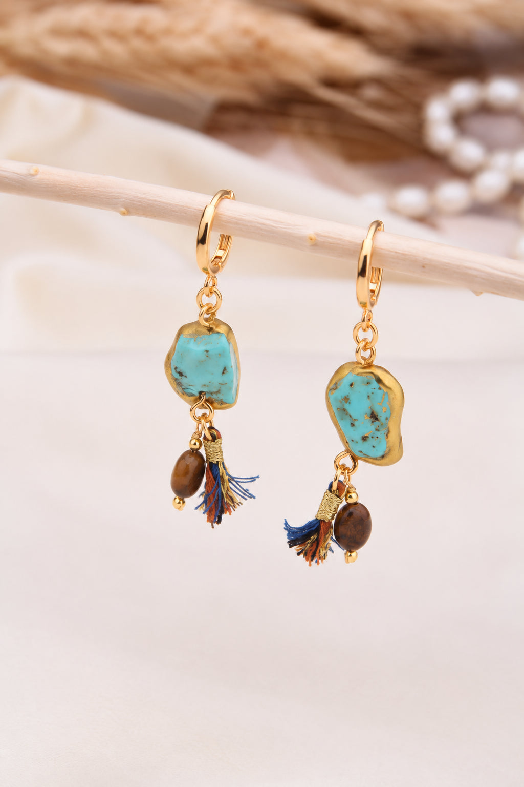 Turquoise & Tiger Eyes Earring