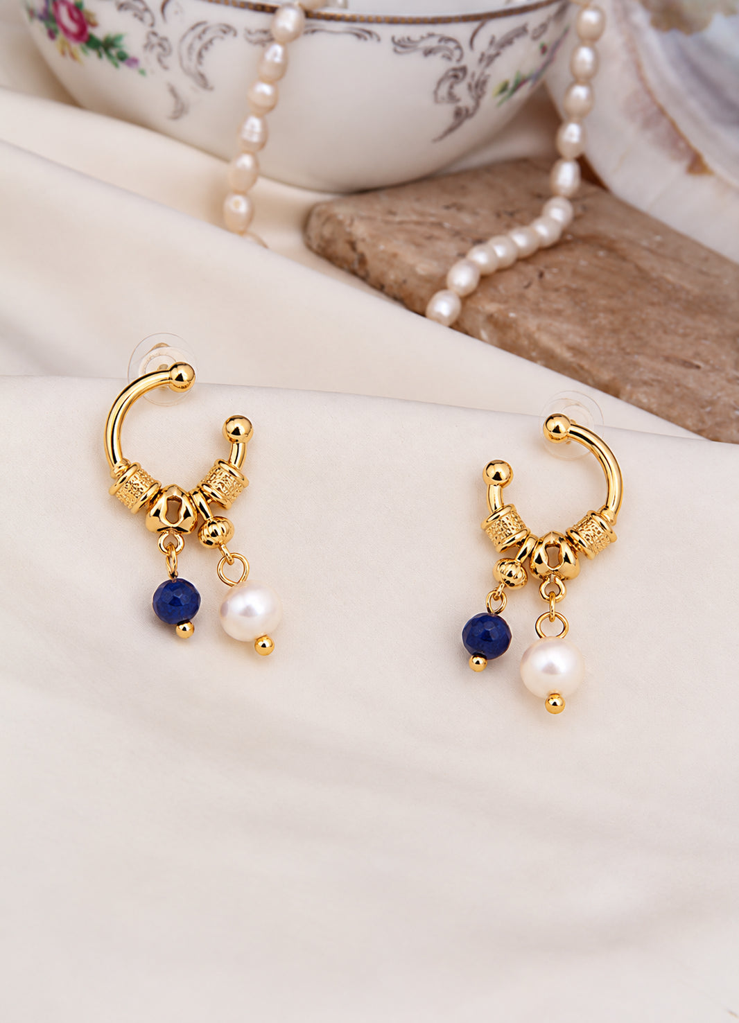 Pearl & Lapis Earring
