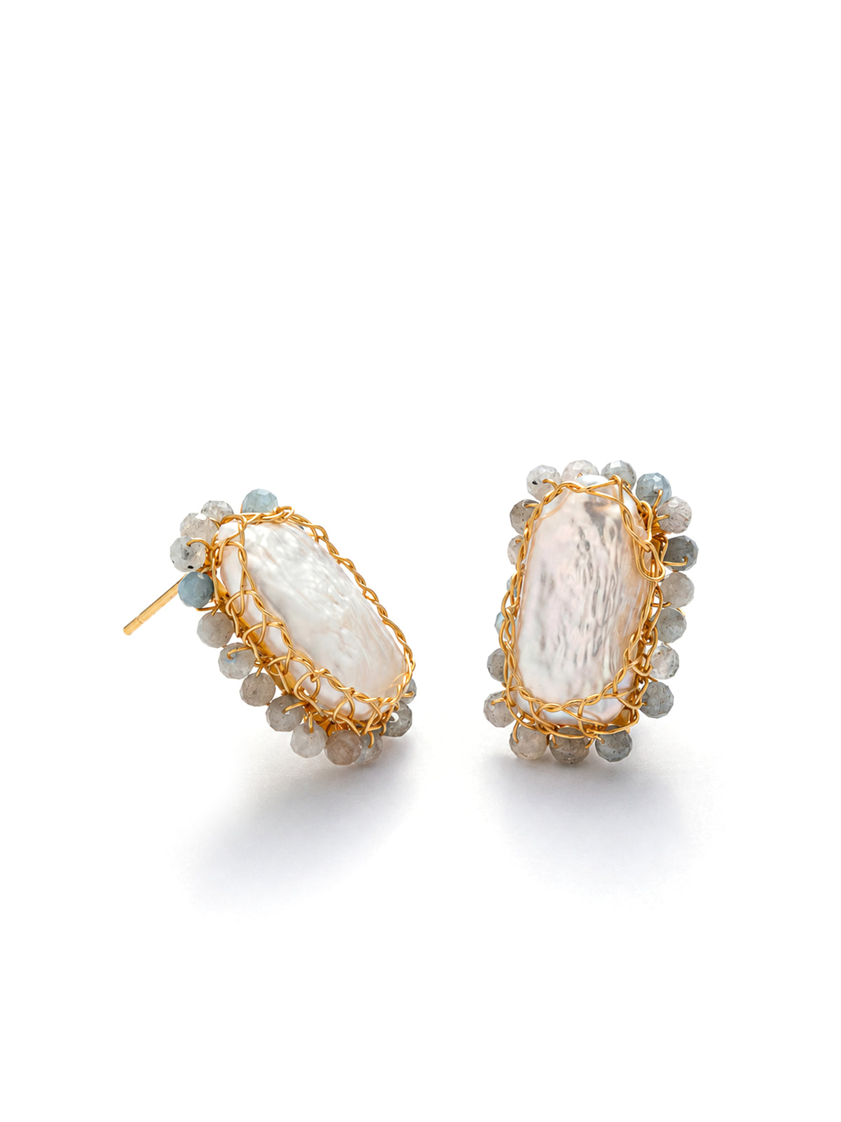 Green Tourmaline & Pearl Earring