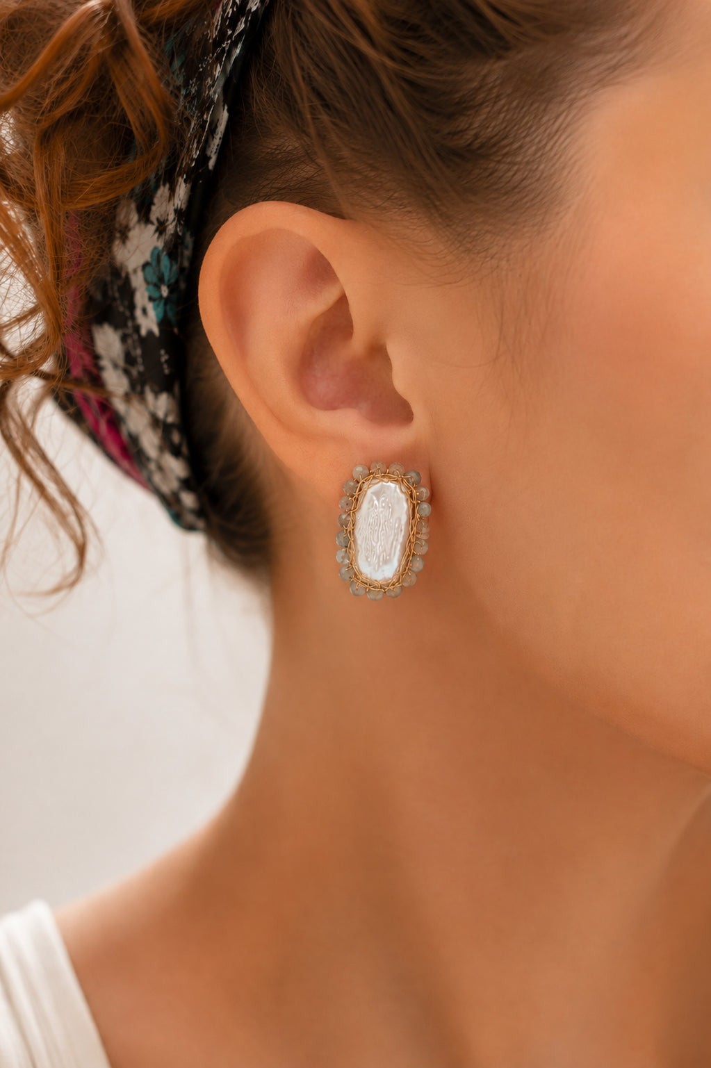Green Tourmaline & Pearl Earring